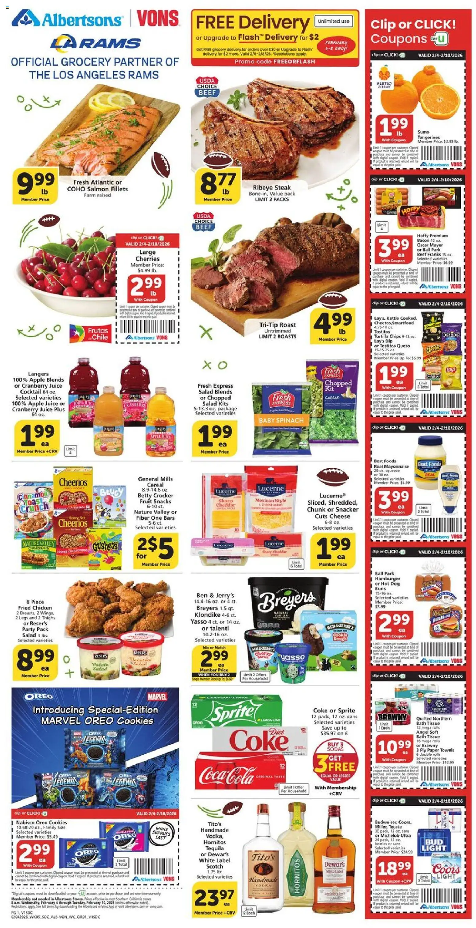 Vons Weekly Ad - page 1- valid from 02/04/2026