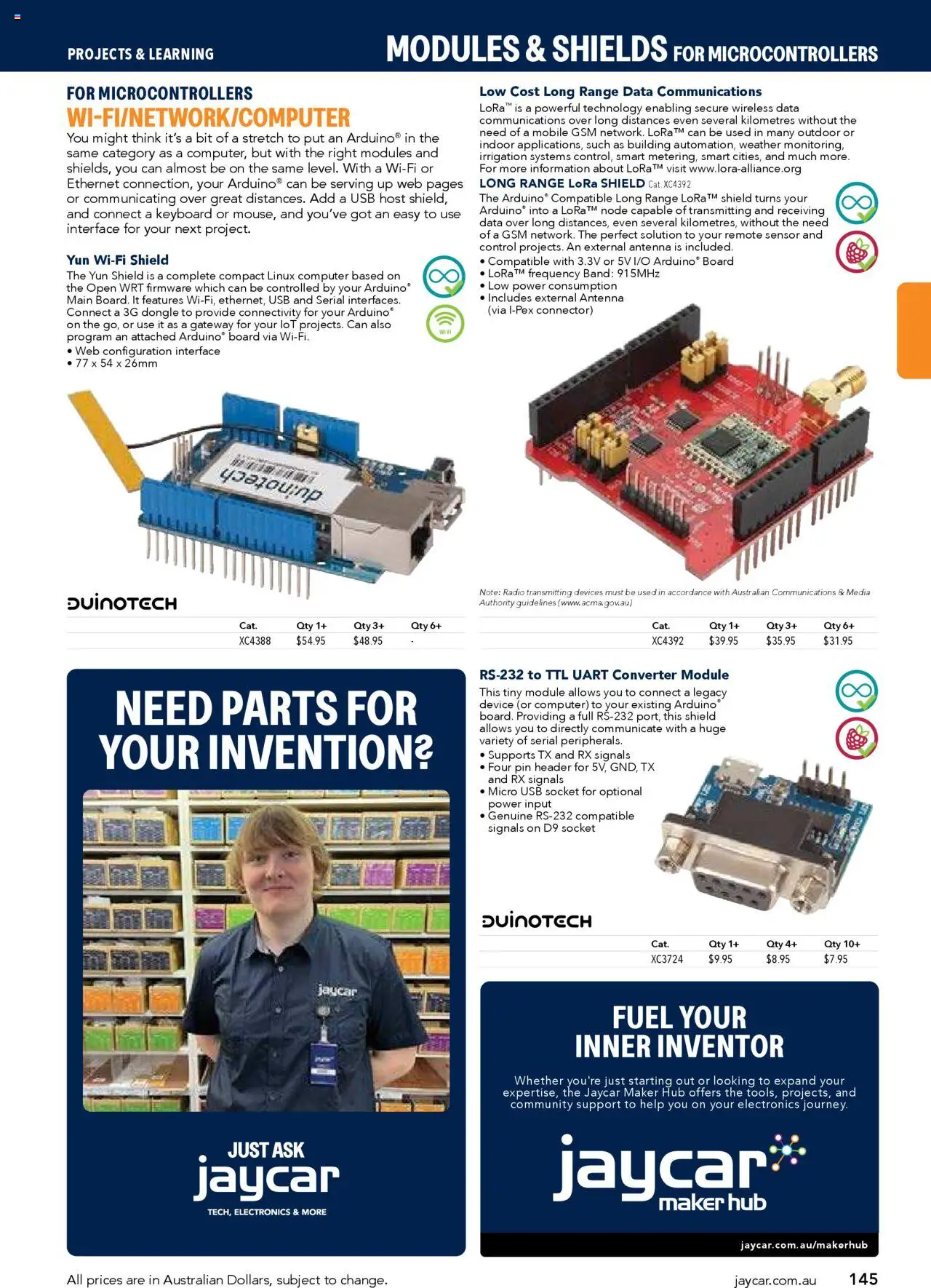 Jaycar Engineering & Scientific Catalogue 2025/2026  - page 145- valid from 09/07/2025