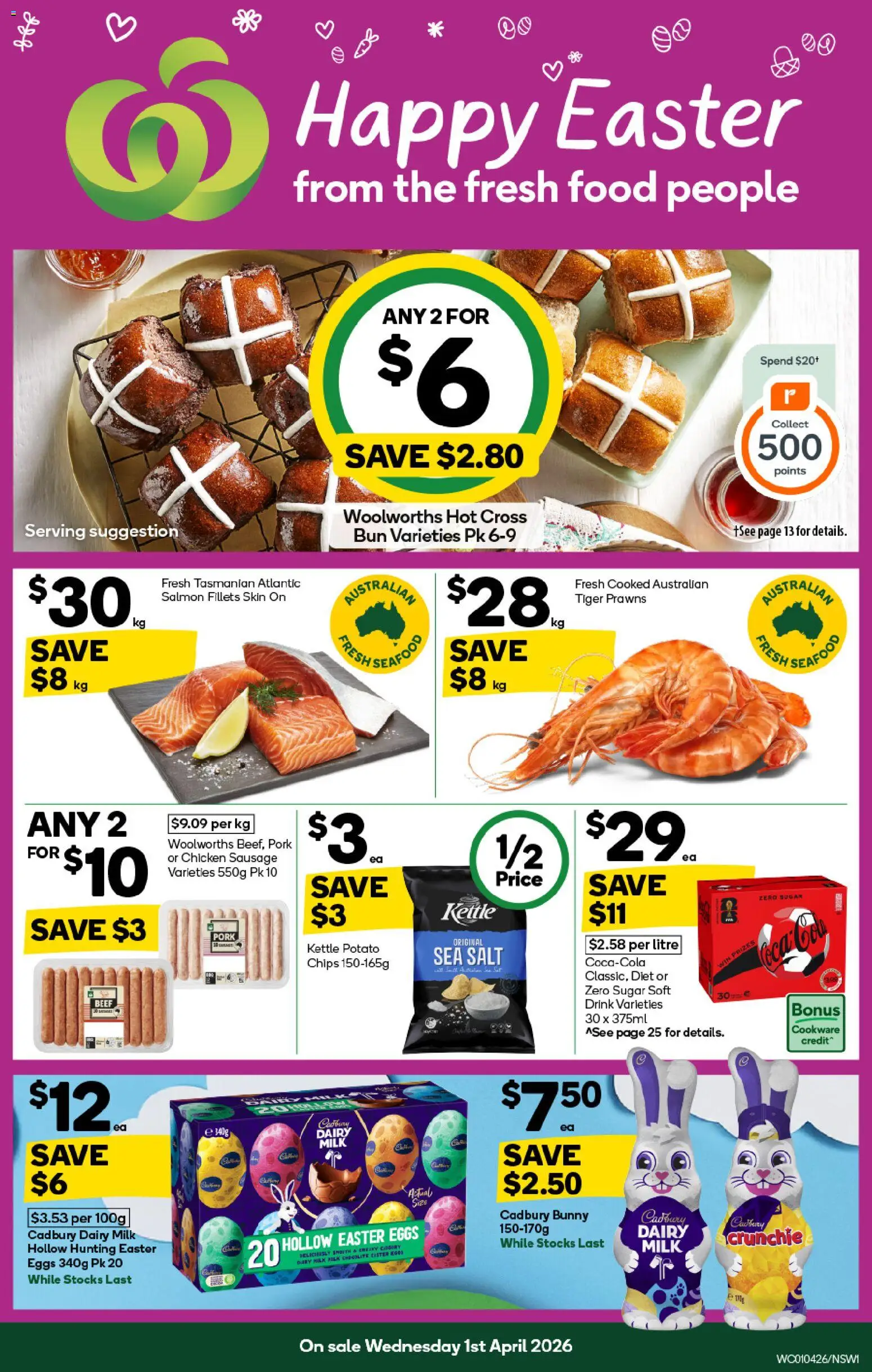 Woolworths catalogue  - page 1- valid from 01/04/2026