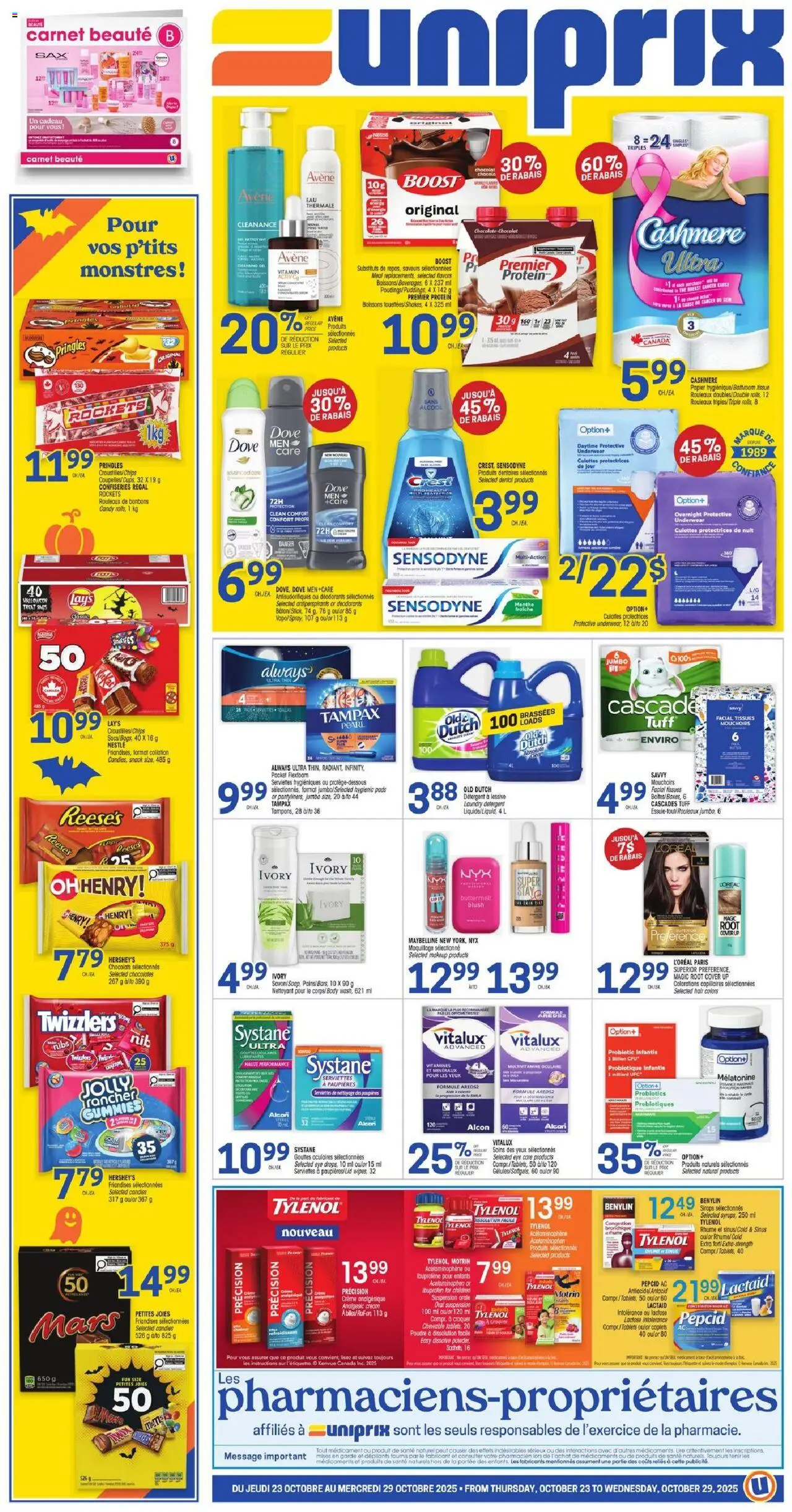Uniprix weekly flyer / circulaire - page 1- valid from Oct 23, 2025