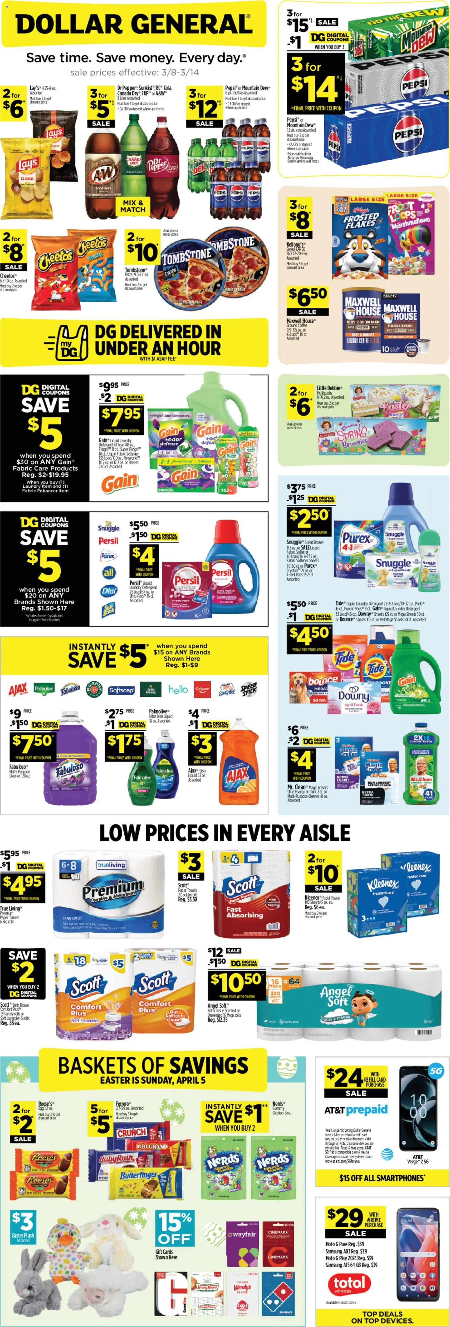 Dollar General Weekly Ad - page 1- valid from 03/08/2026