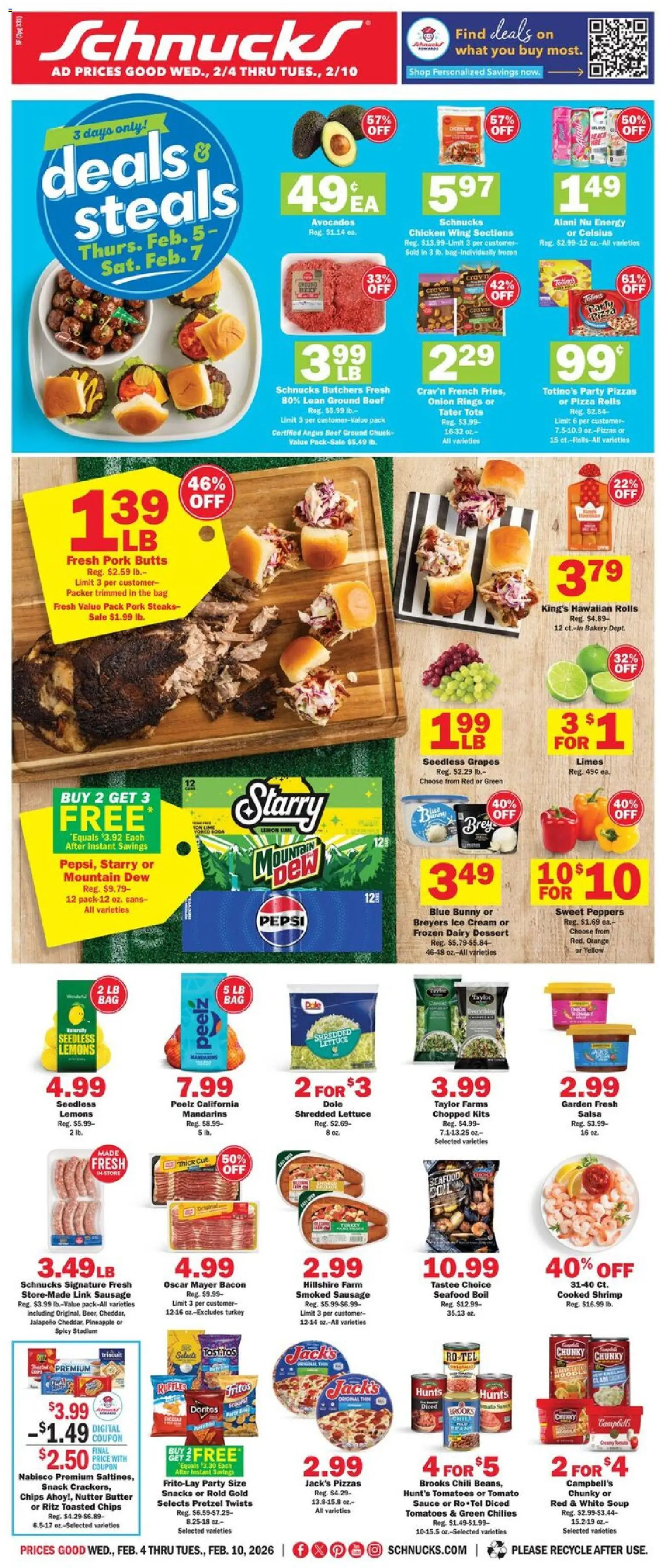 Schnucks Ad - page 1- valid from 02/04/2026