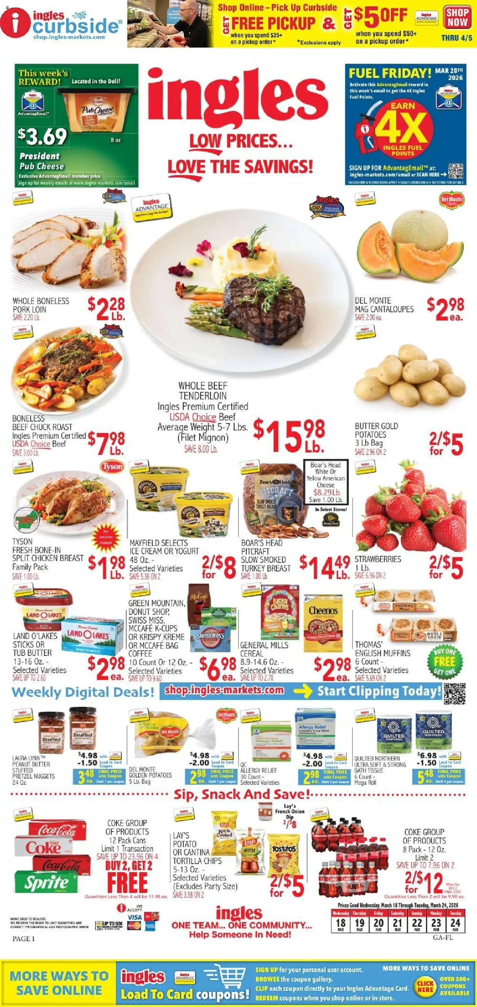 Ingles Weekly Ad - page 1- valid from 03/18/2026