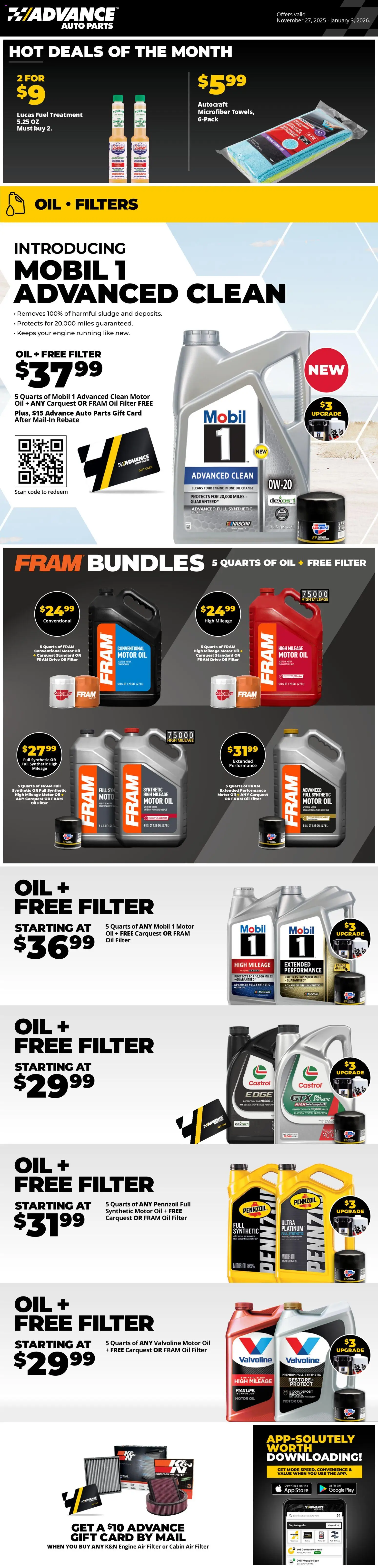 Advance Auto Parts Weekly Ad - page 1- valid from 11/27/2025