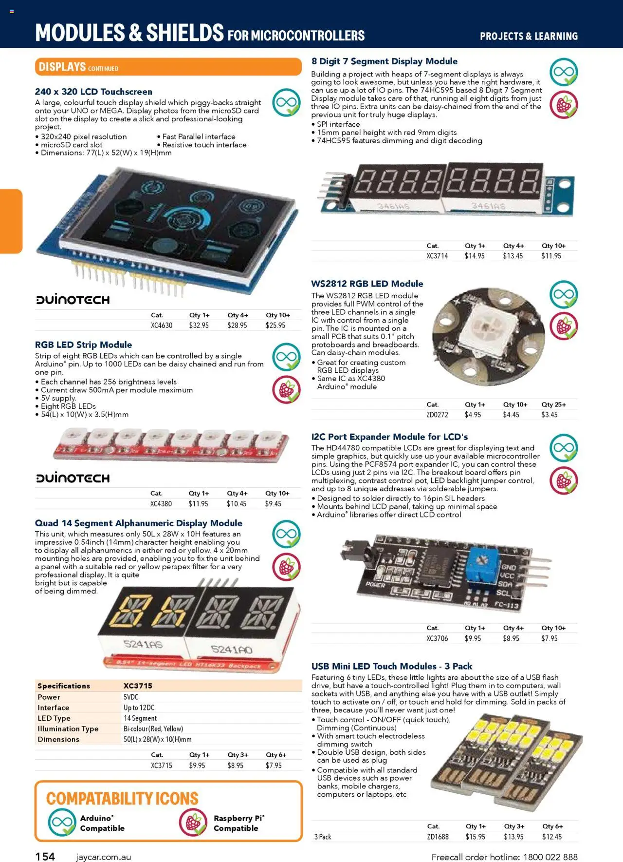 Jaycar Engineering & Scientific Catalogue 2025/2026  - page 154- valid from 09/07/2025