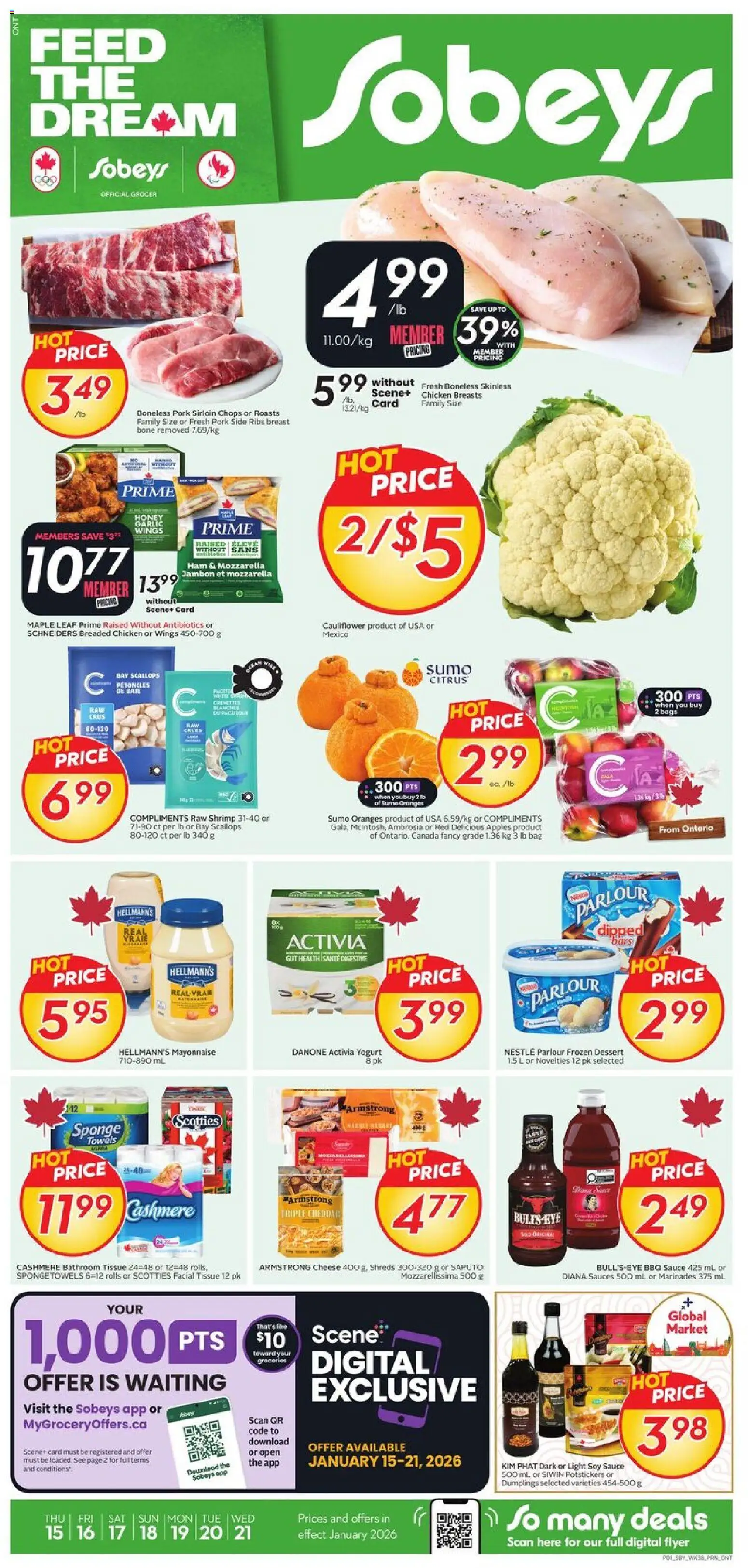 Sobeys weekly flyer / circulaire - page 1- valid from Jan 15, 2026