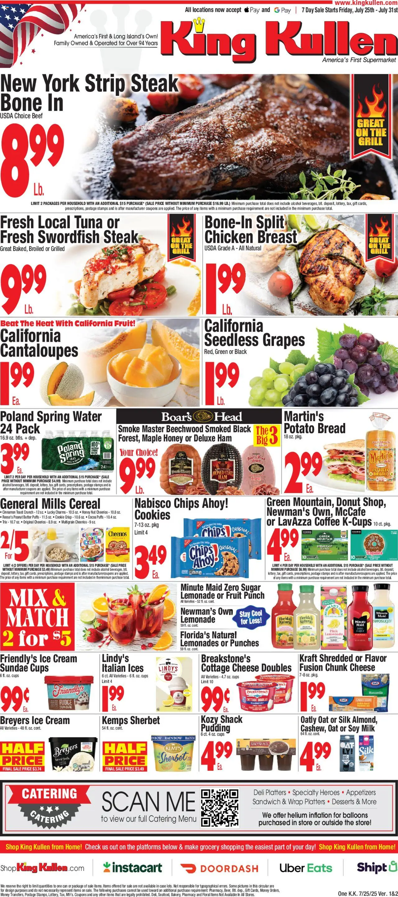 King Kullen Weekly Ad - page 1- valid from 07/25/2025