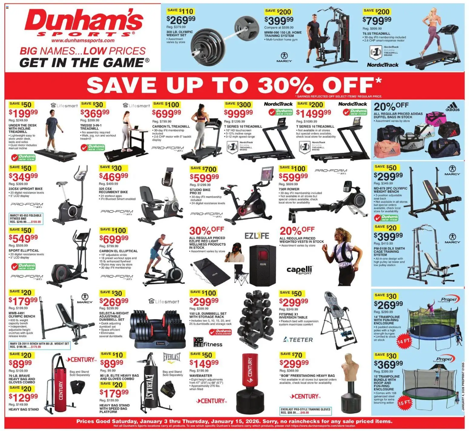 Dunham's Sports Weekly Ad - page 1- valid from 01/03/2026
