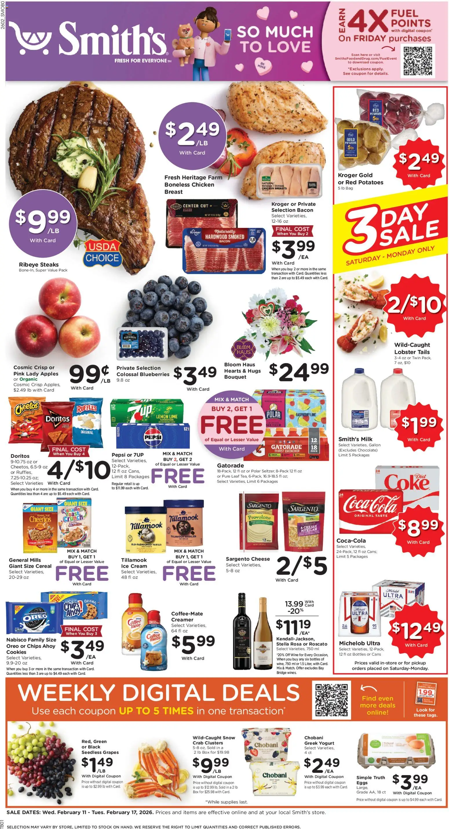 Smith's Weekly Ad - ID - page 1- valid from 02/11/2026