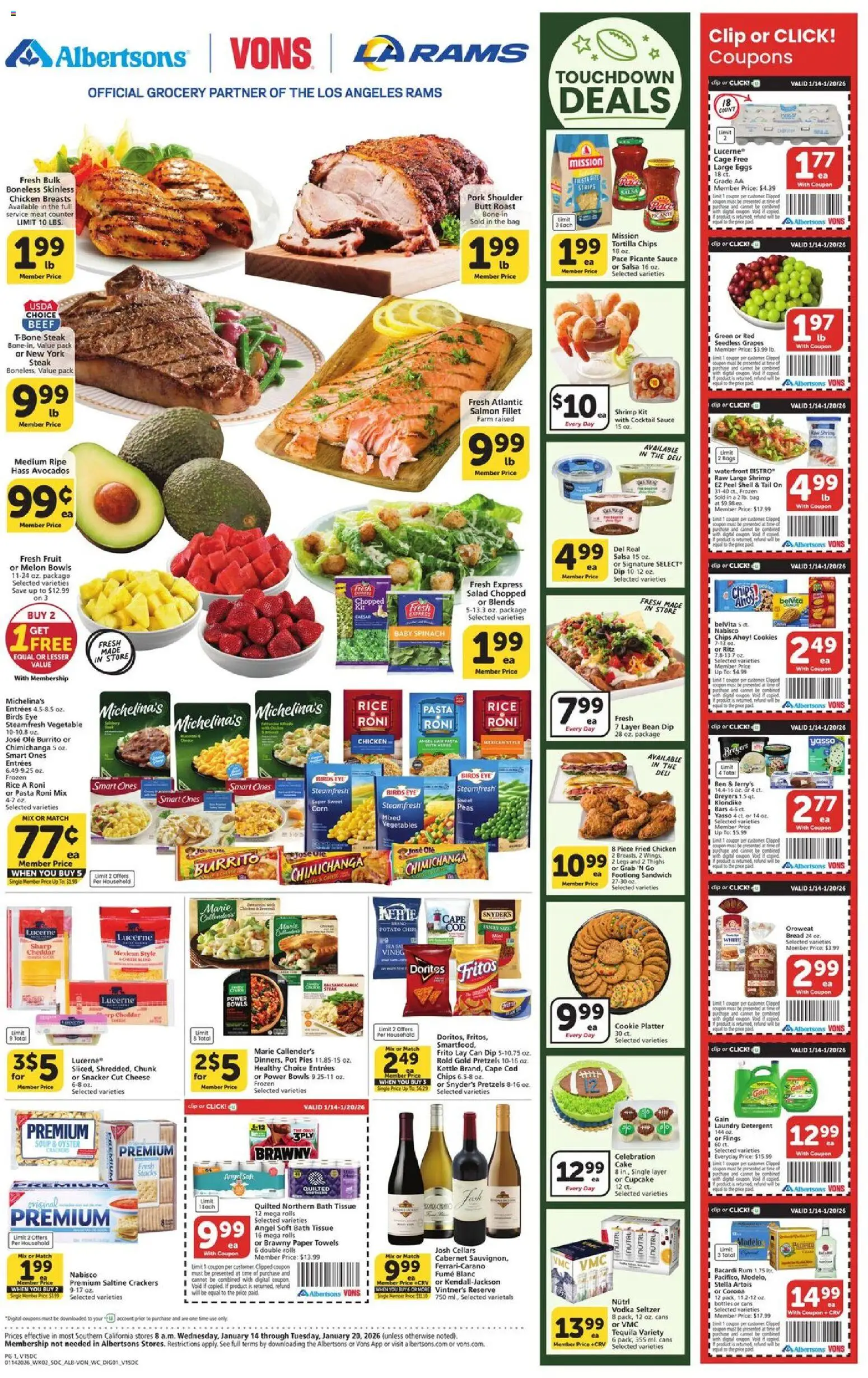 Vons Weekly Ad - page 1- valid from 01/14/2026