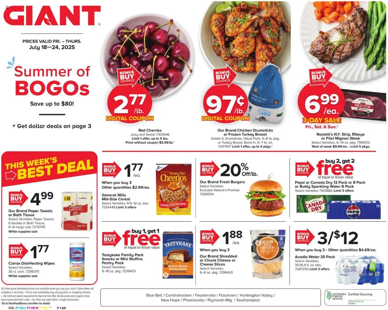 Giant Weekly Ad - page 1- valid from 07/18/2025