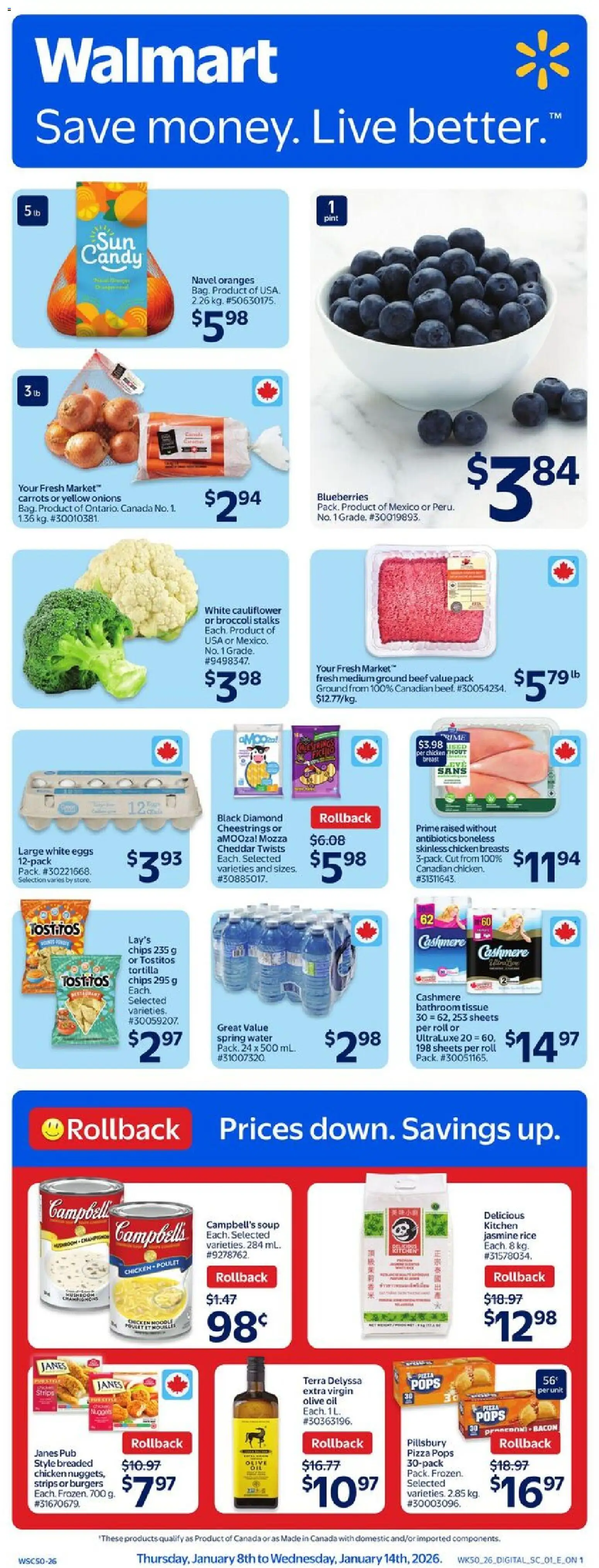 Walmart weekly flyer - page 1- valid from Jan 8, 2026