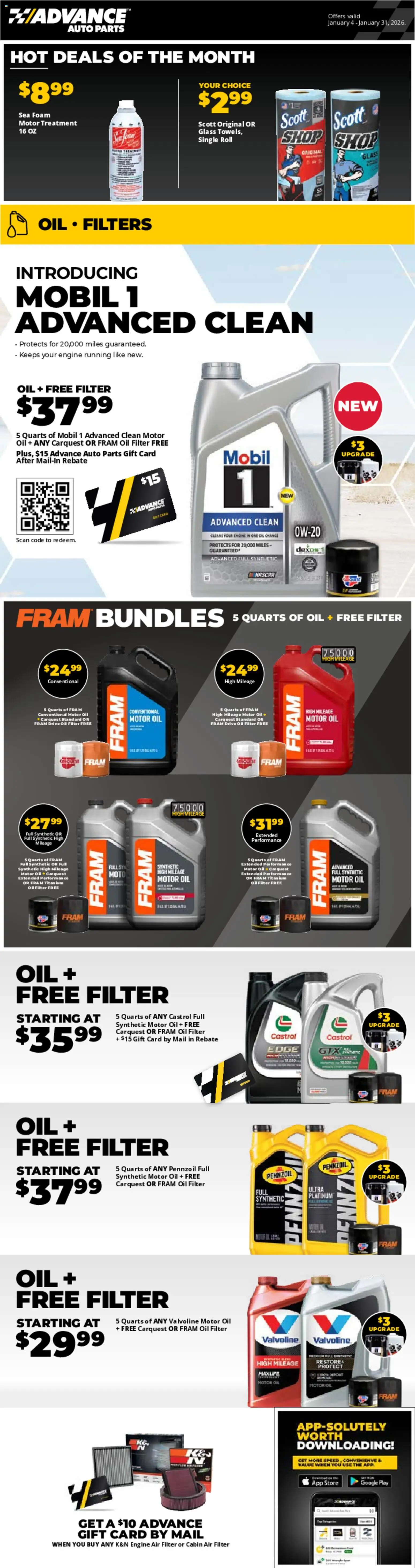 Advance Auto Parts Weekly Ad - page 1- valid from 01/04/2026