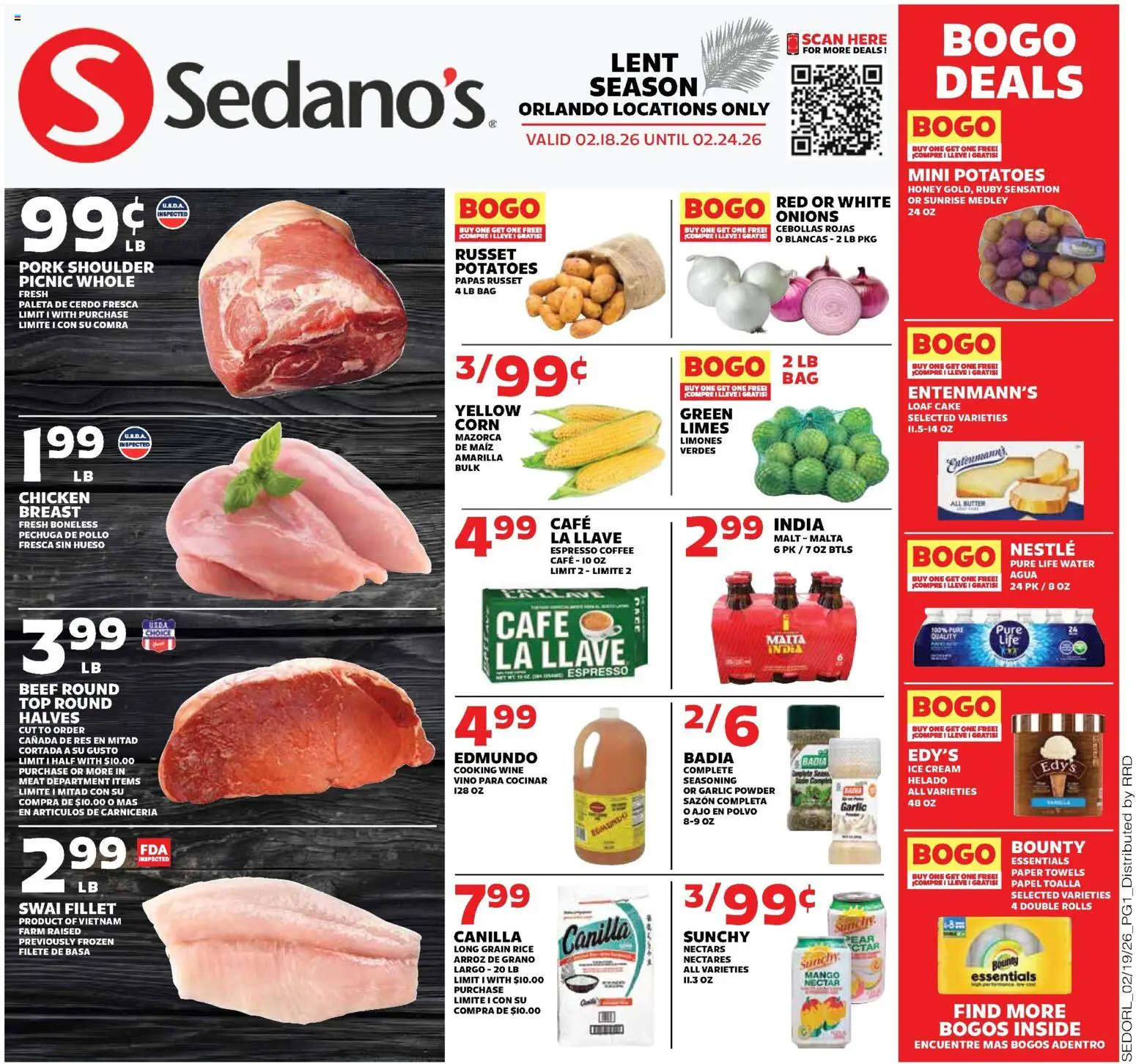Sedano's Weekly Ad - page 1- valid from 02/18/2026