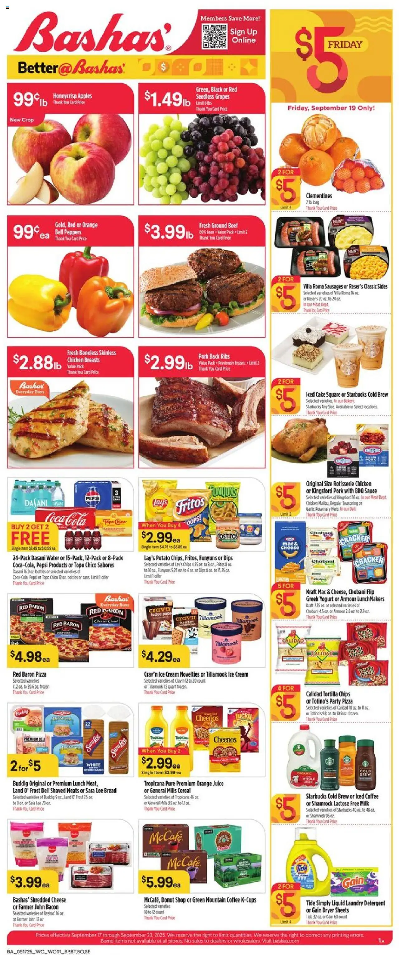Basha's Weekly Ad - page 1- valid from 09/17/2025