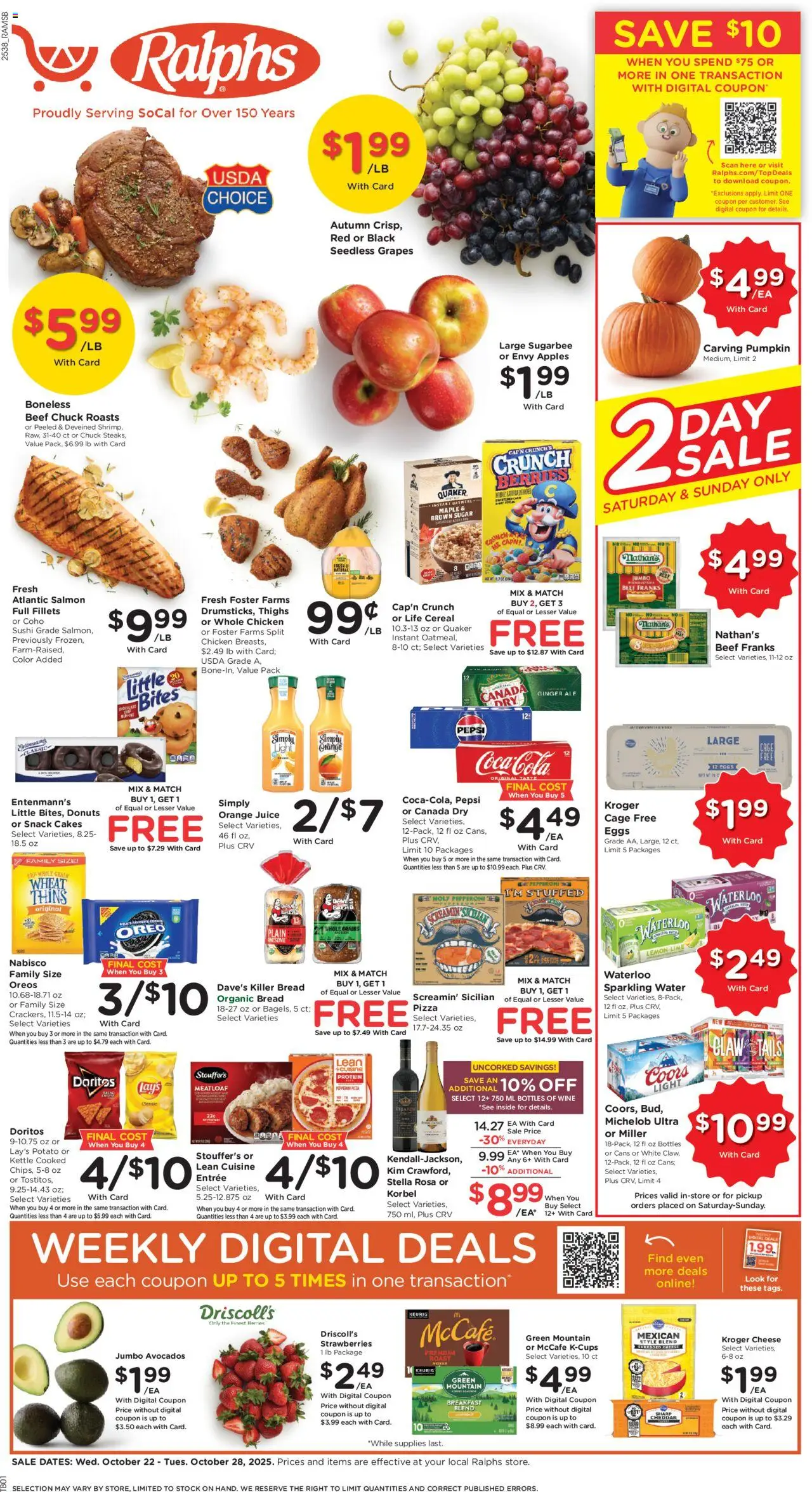 Ralphs Weekly Ad - page 1- valid from 10/22/2025