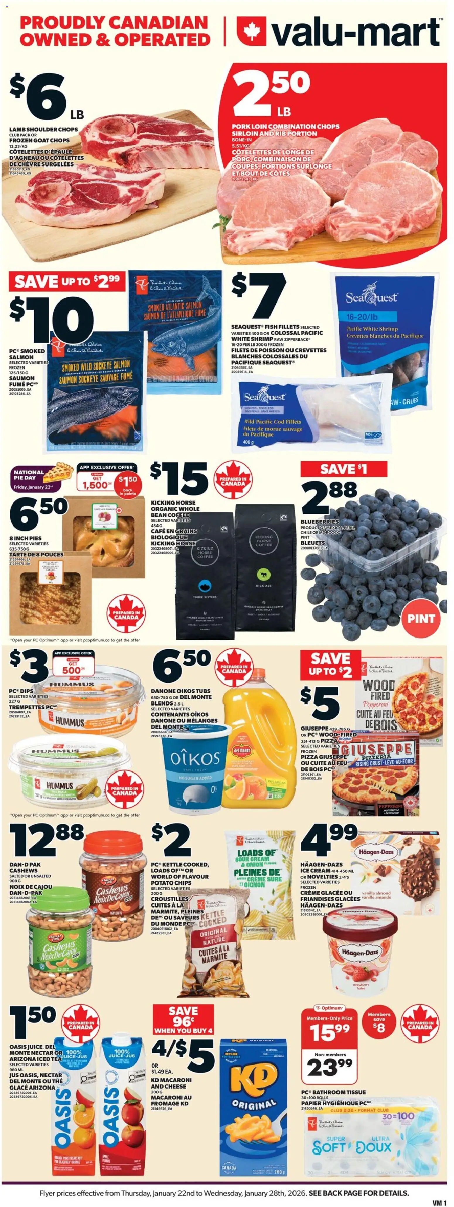 Valu Mart weekly flyer - page 1- valid from Jan 22, 2026