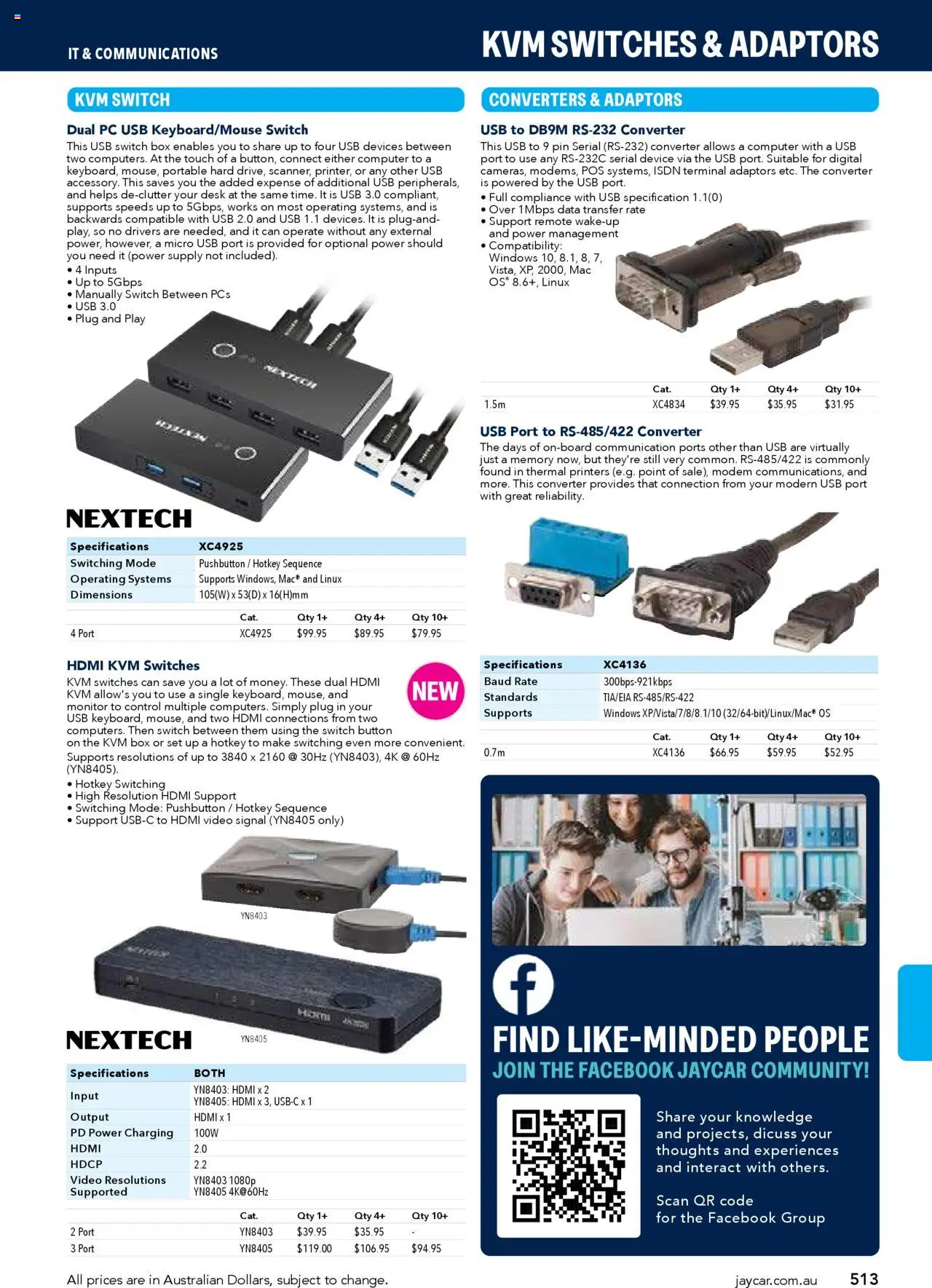 Jaycar Engineering & Scientific Catalogue 2025/2026  - page 513- valid from 09/07/2025