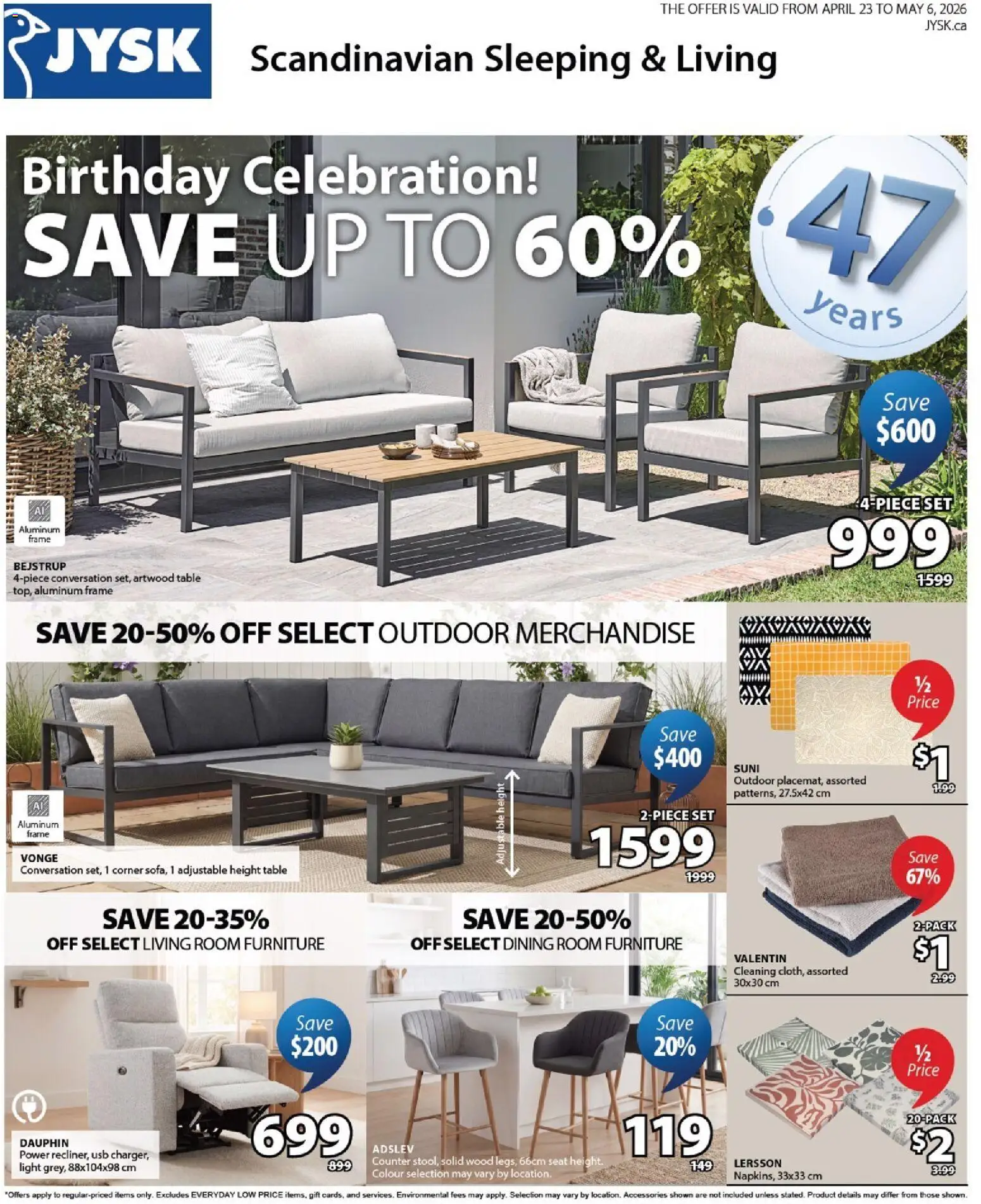 JYSK weekly flyer - page 1- valid from Apr 23, 2026