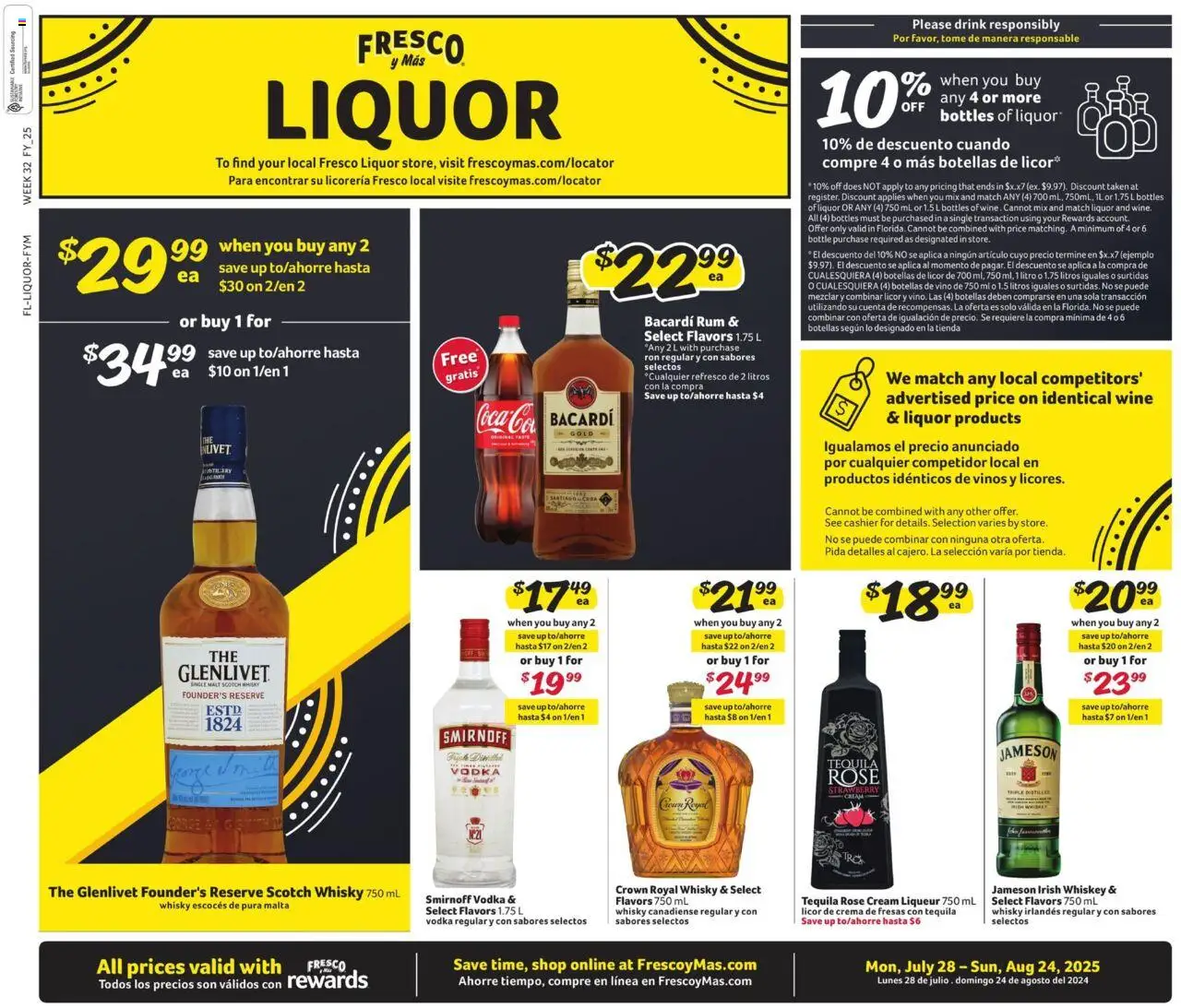Fresco y Más Alcohol Flyer - page 1- valid from 07/28/2025