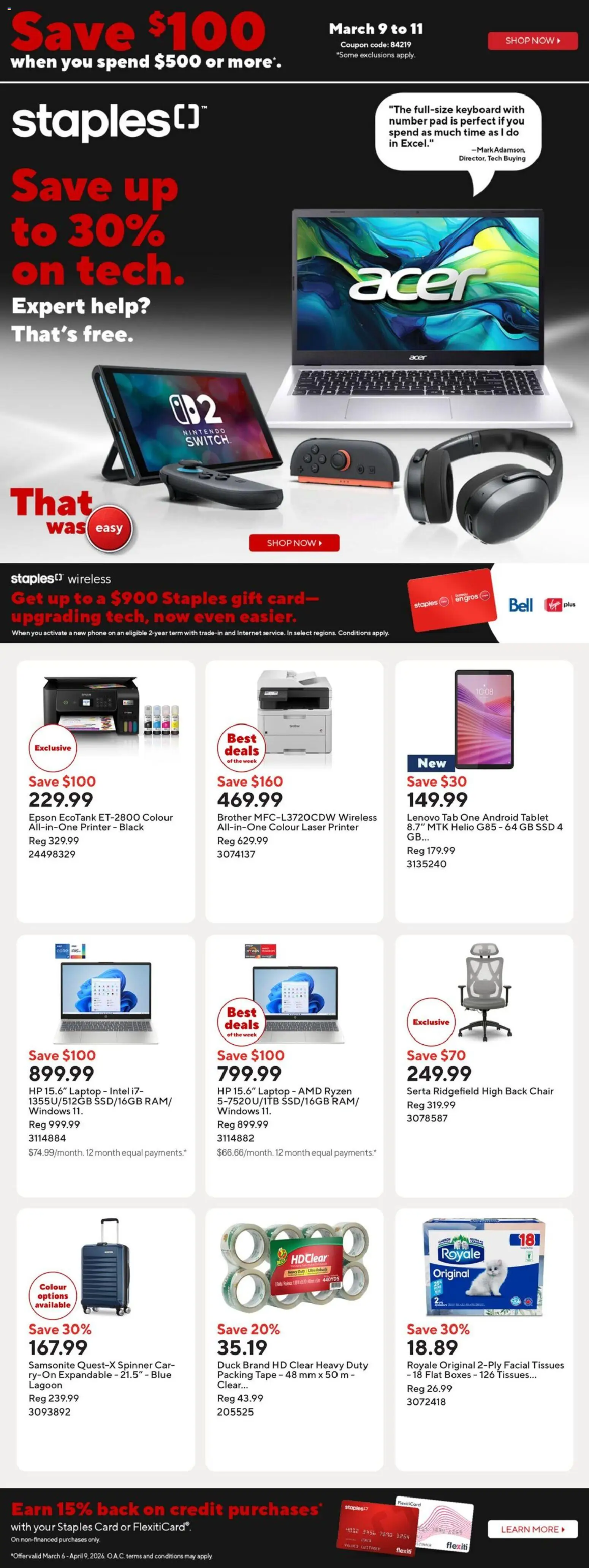 Staples weekly flyer / circulaire - page 1- valid from Mar 6, 2026