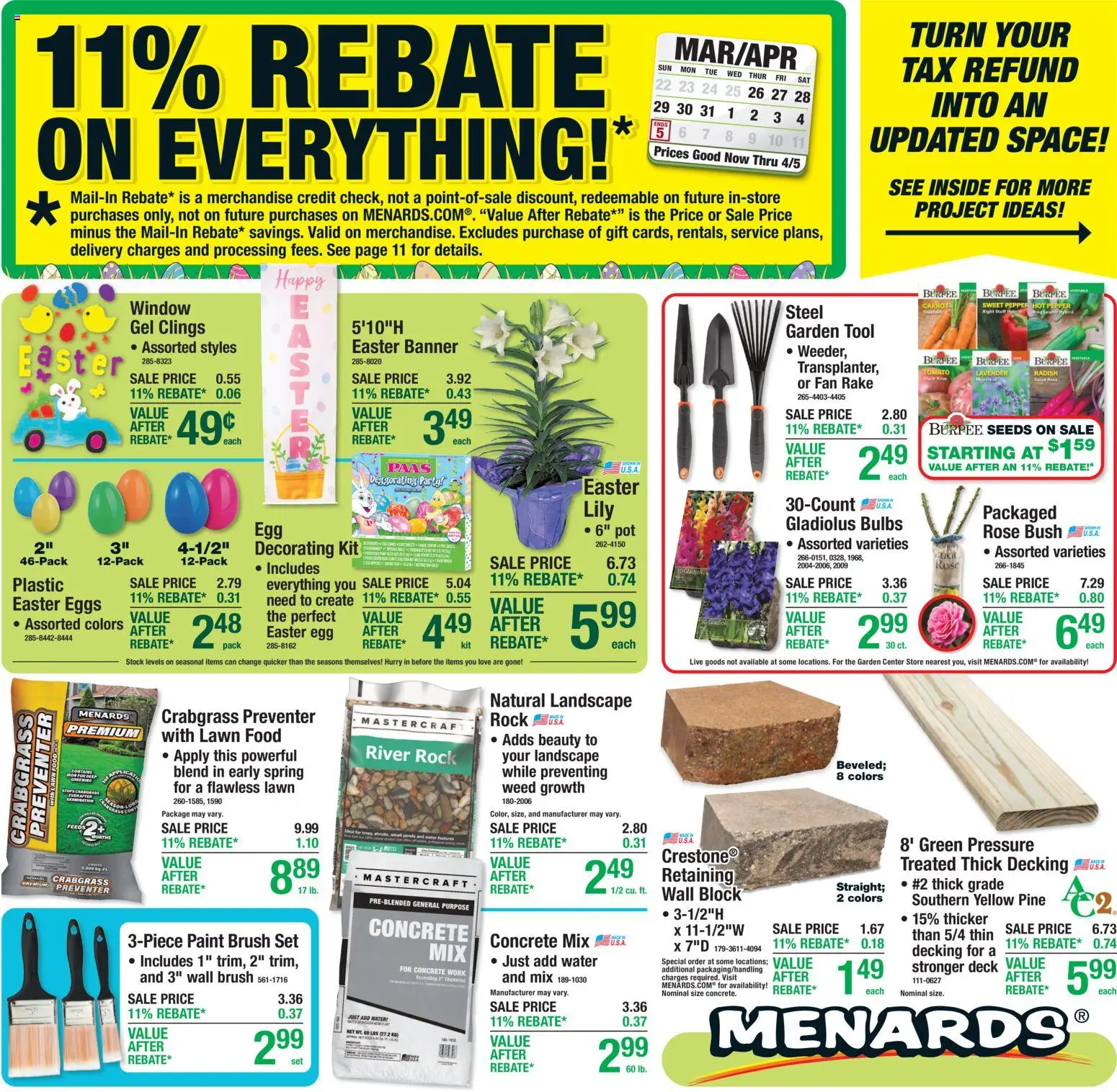 Menards Weekly Ad - page 1- valid from 03/25/2026