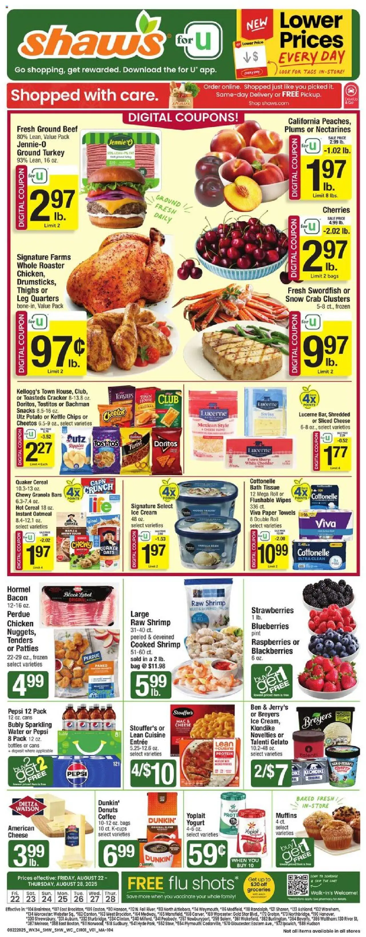 Shaw's Weekly Ad - page 1- valid from 08/22/2025