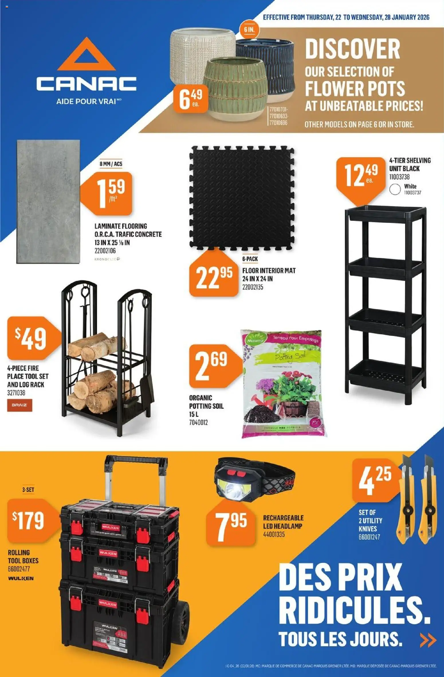 Canac weekly flyer - page 1- valid from Jan 22, 2026