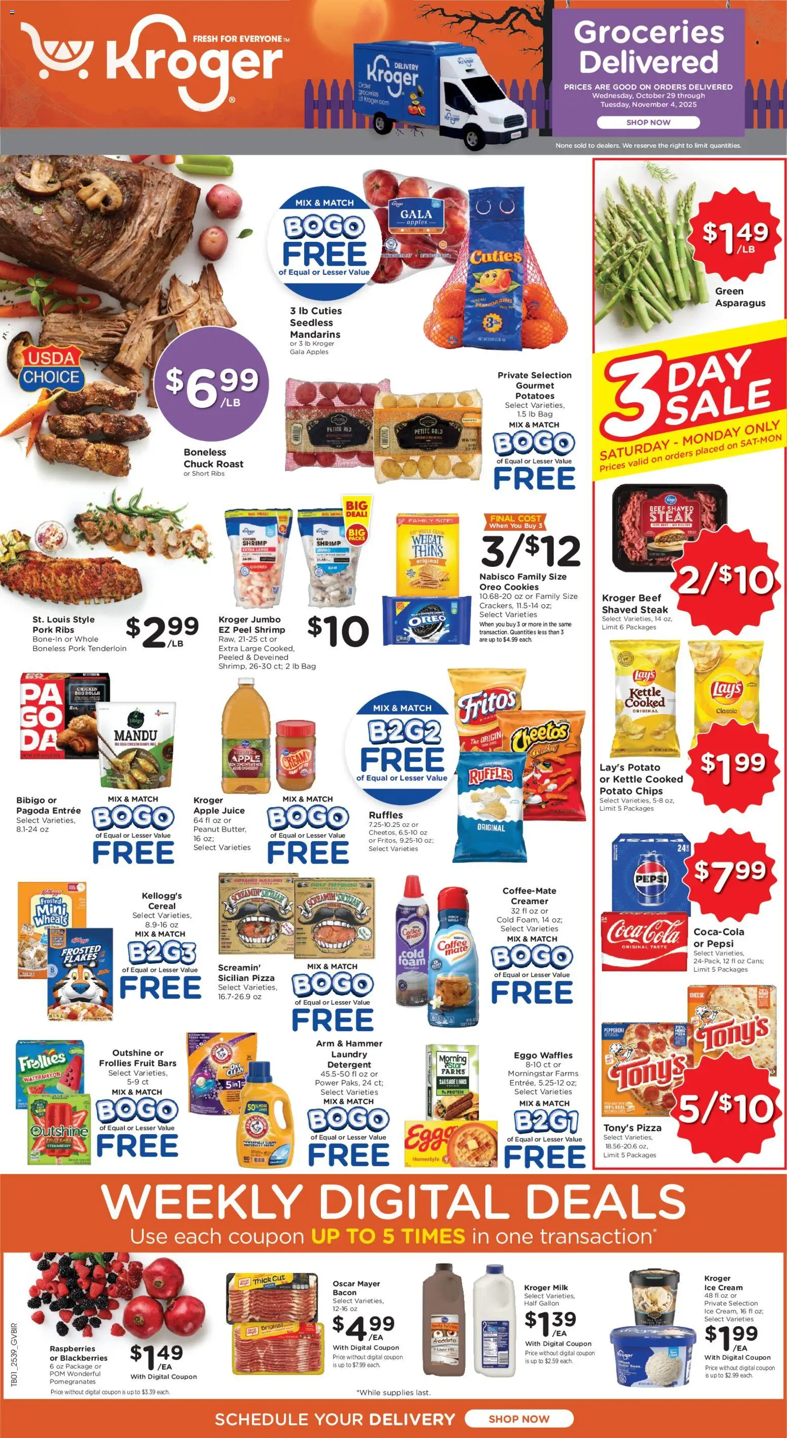 Kroger Weekly Ad - page 1- valid from 10/29/2025