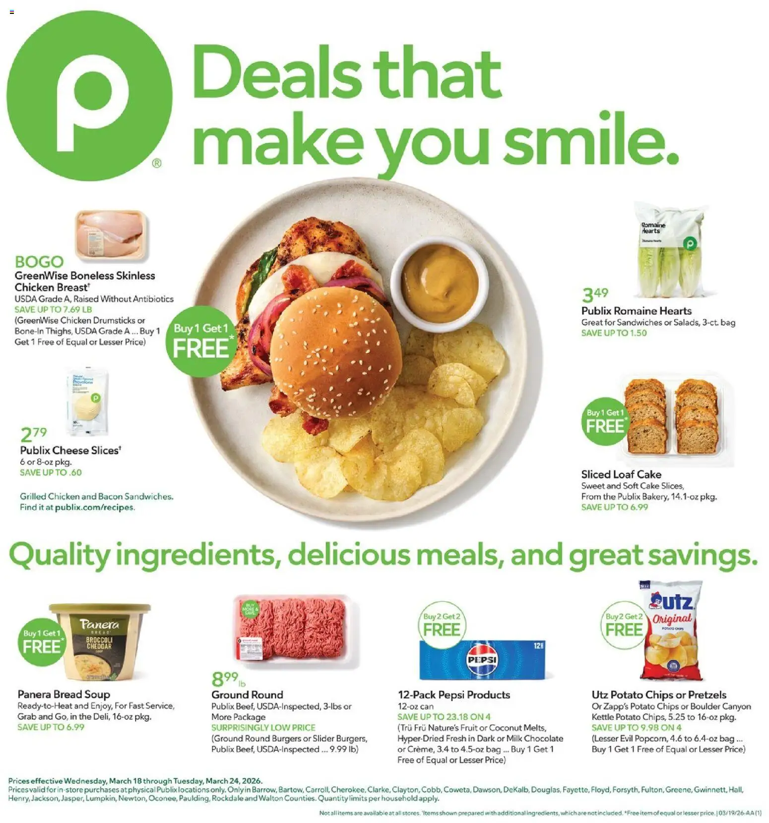 Publix Weekly Ad - page 1- valid from 03/18/2026