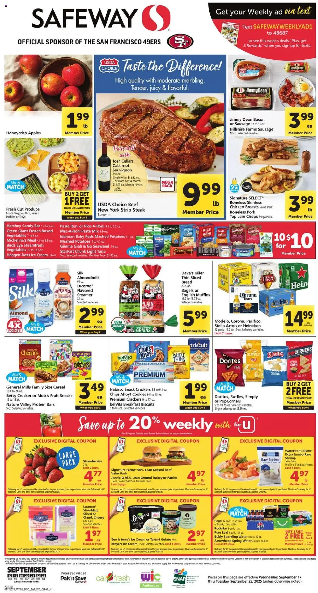 Safeway Weekly Ad - page 1- valid from 09/17/2025