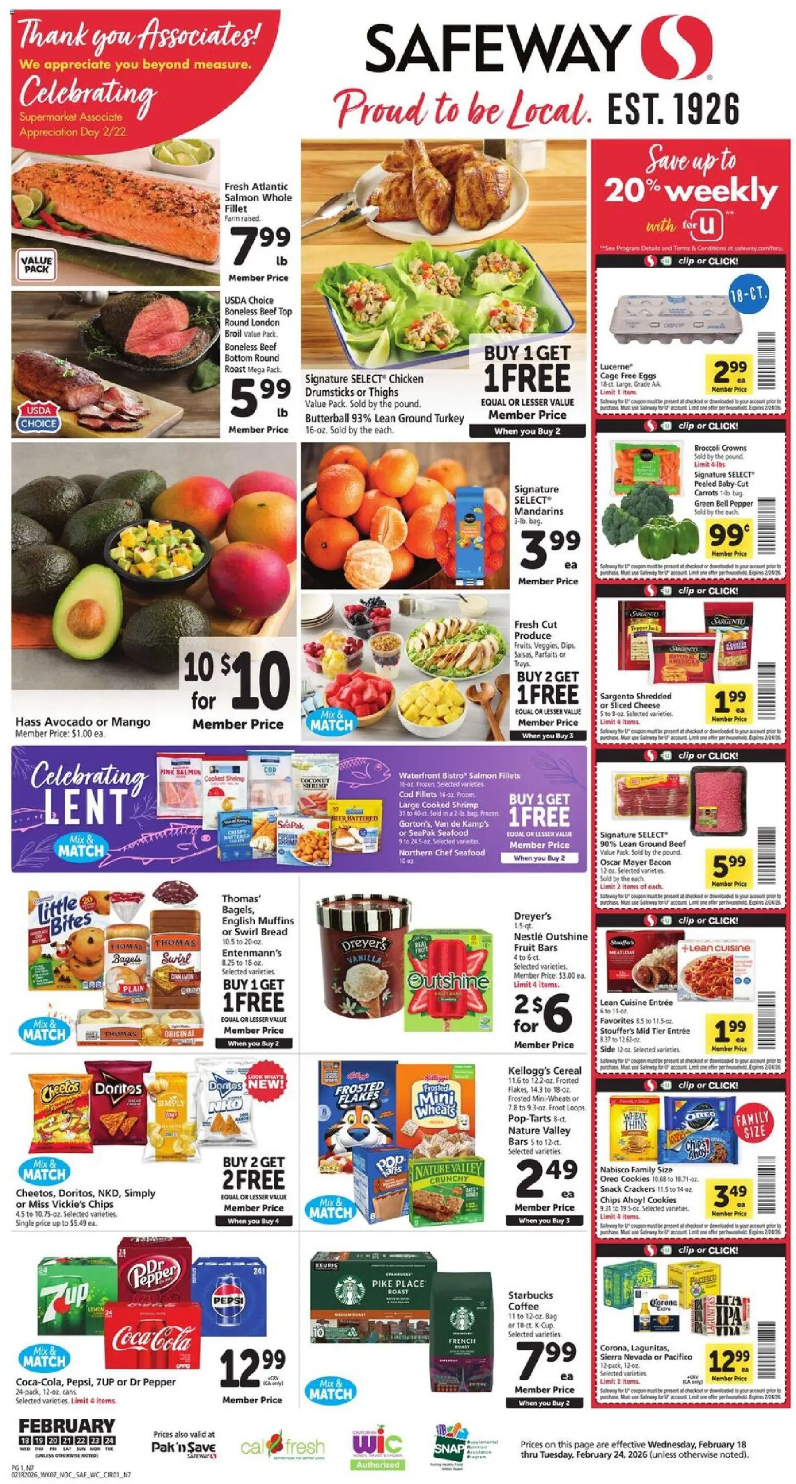 Safeway Weekly Ad - page 1- valid from 02/18/2026
