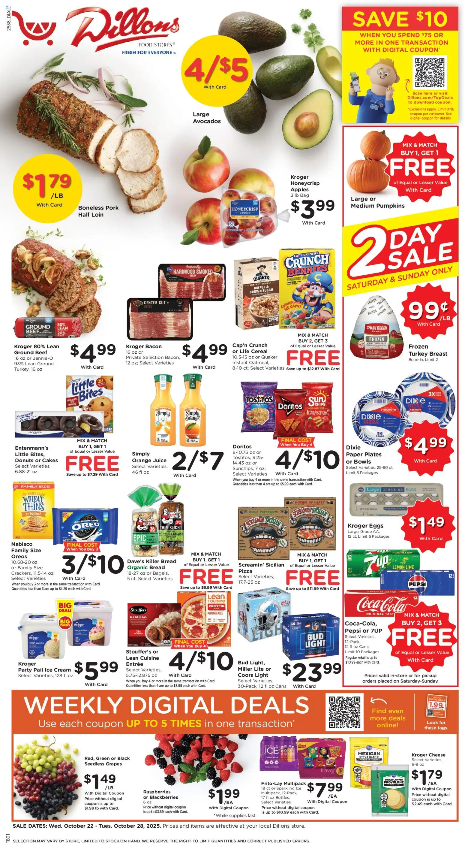 Dillons Weekly Ad - KS - page 1- valid from 10/22/2025