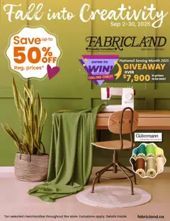 Preview Fabricland weekly flyer / circulaire valid from Sep 2, 2025