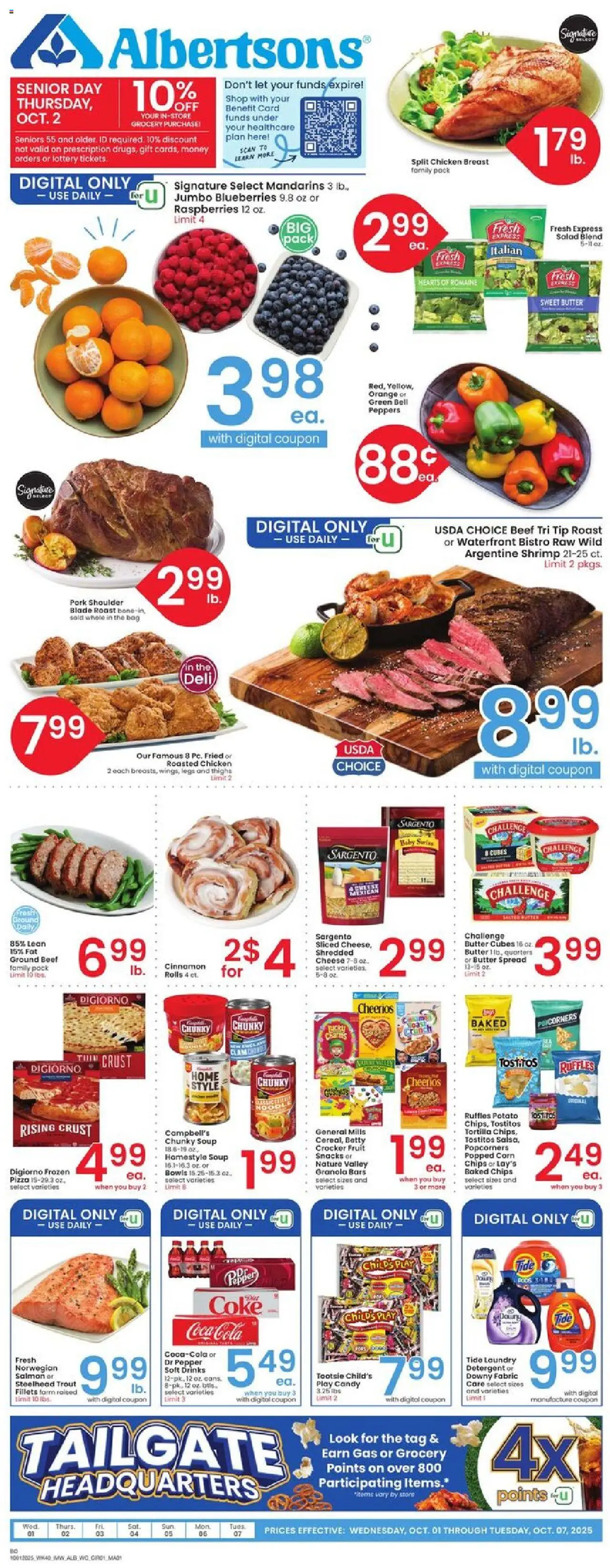 Albertsons Weekly Ad - page 1- valid from 10/01/2025