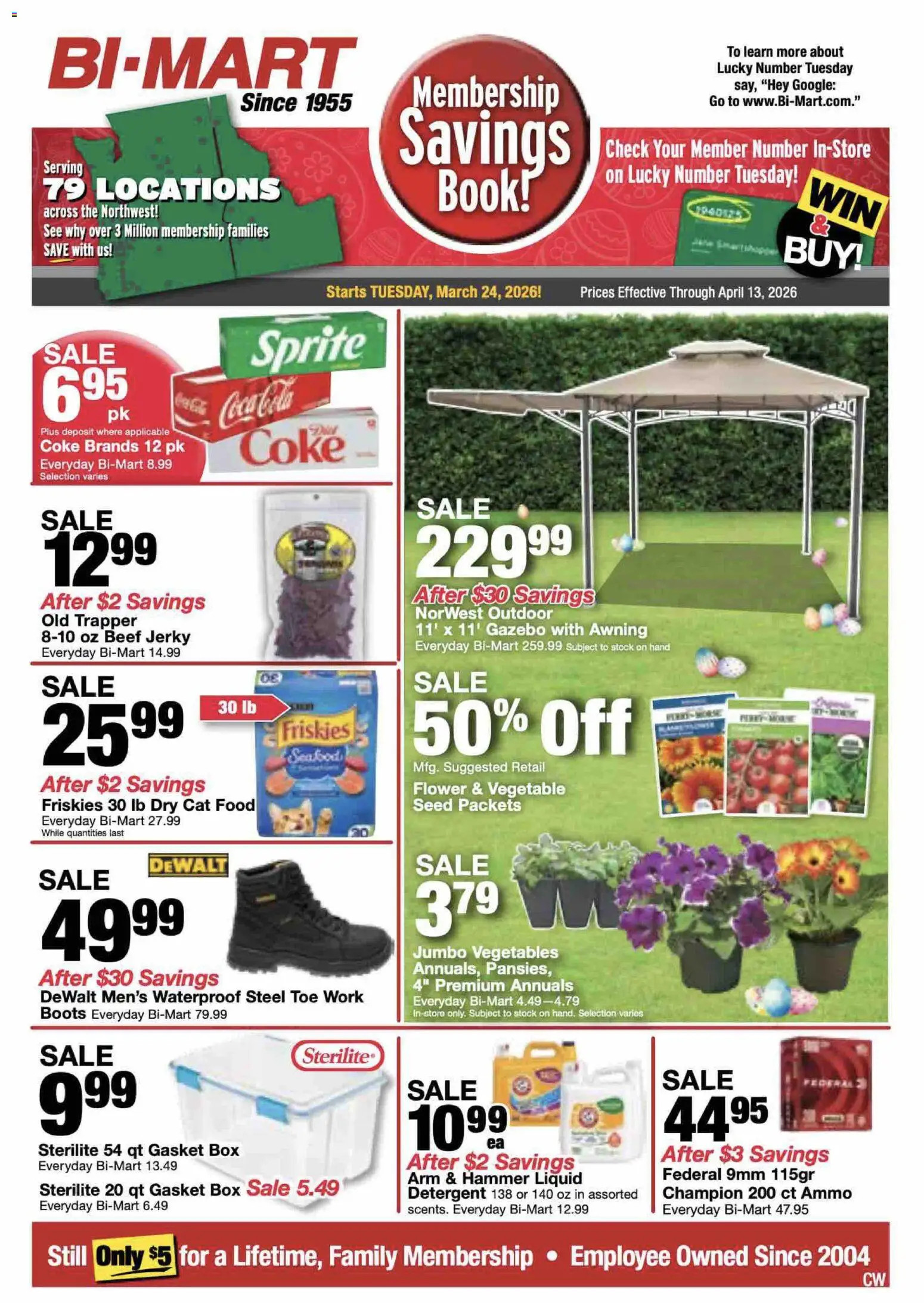 Bi-Mart Membership Savings Book - page 1- valid from 03/24/2026