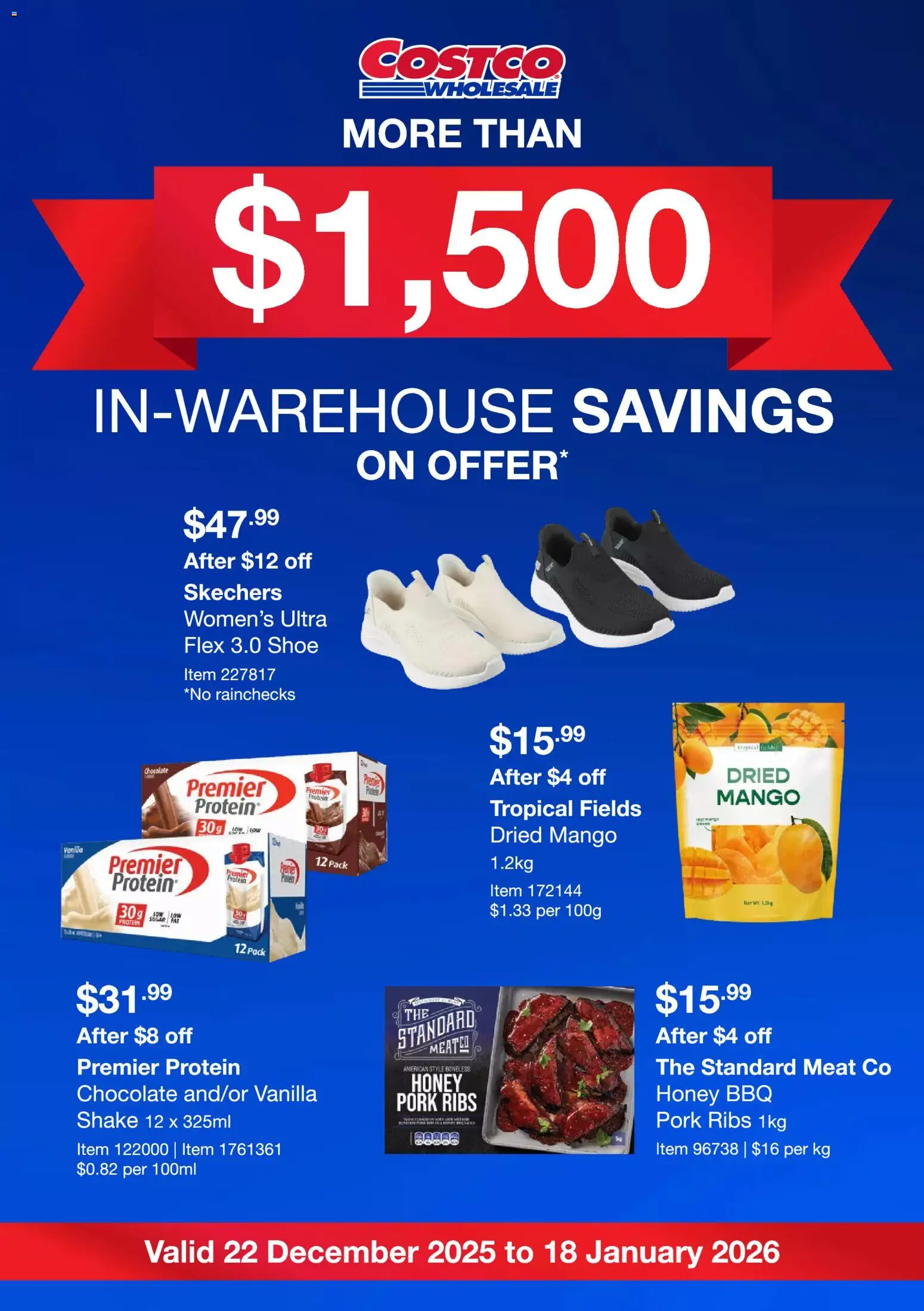 Costco Warehouse Savings - page 1- valid from 22/12/2025