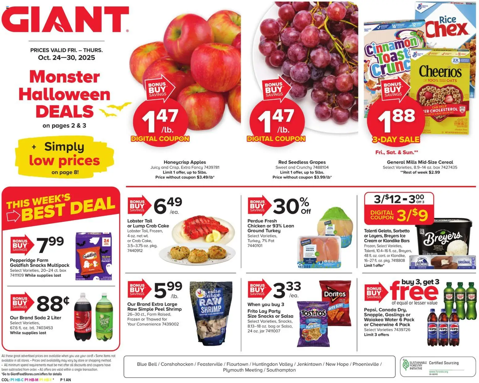 Giant Weekly Ad - page 1- valid from 10/24/2025