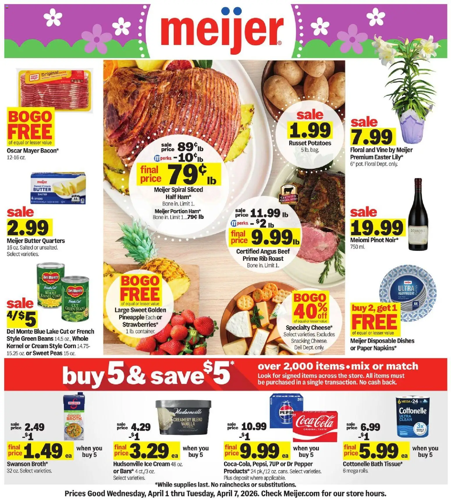Meijer Weekly Ad - page 1- valid from 04/01/2026