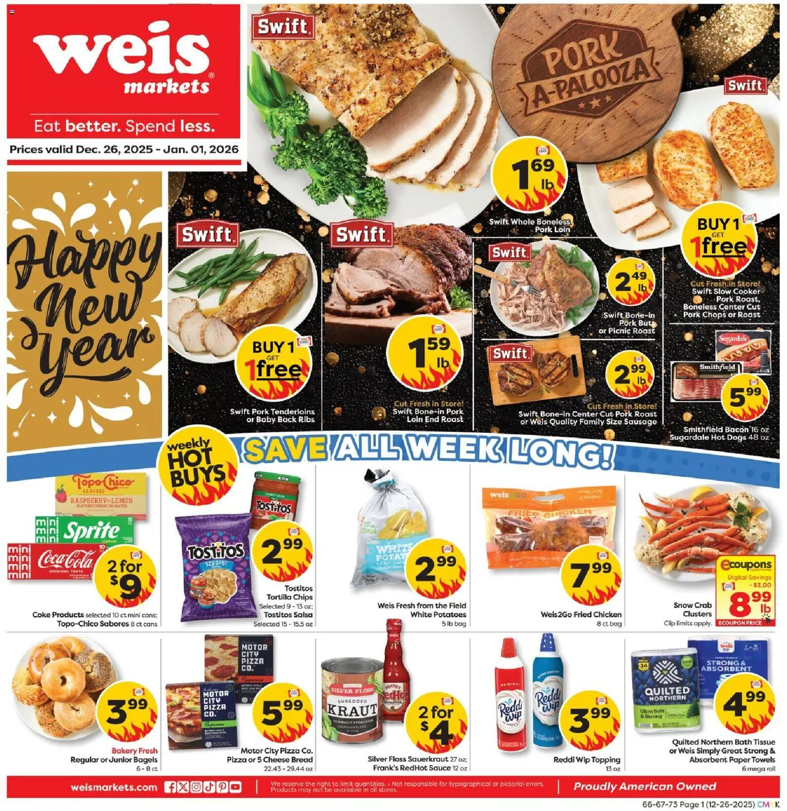 Weis Weekly Ad - page 1- valid from 12/26/2025