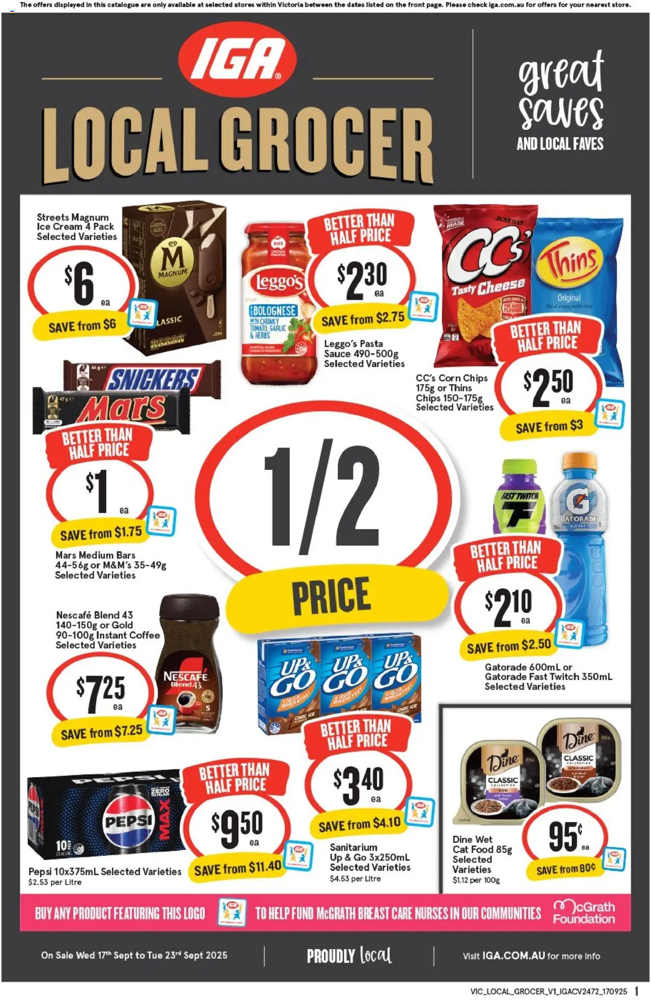 IGA Local Grocer VIC - page 1- valid from 17/09/2025
