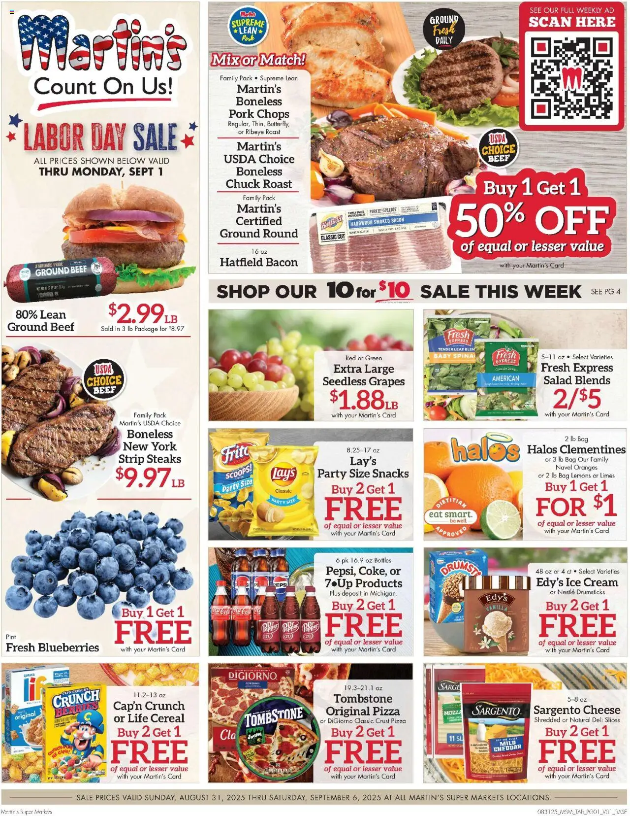Martin’s Weekly Ad - page 1- valid from 08/31/2025