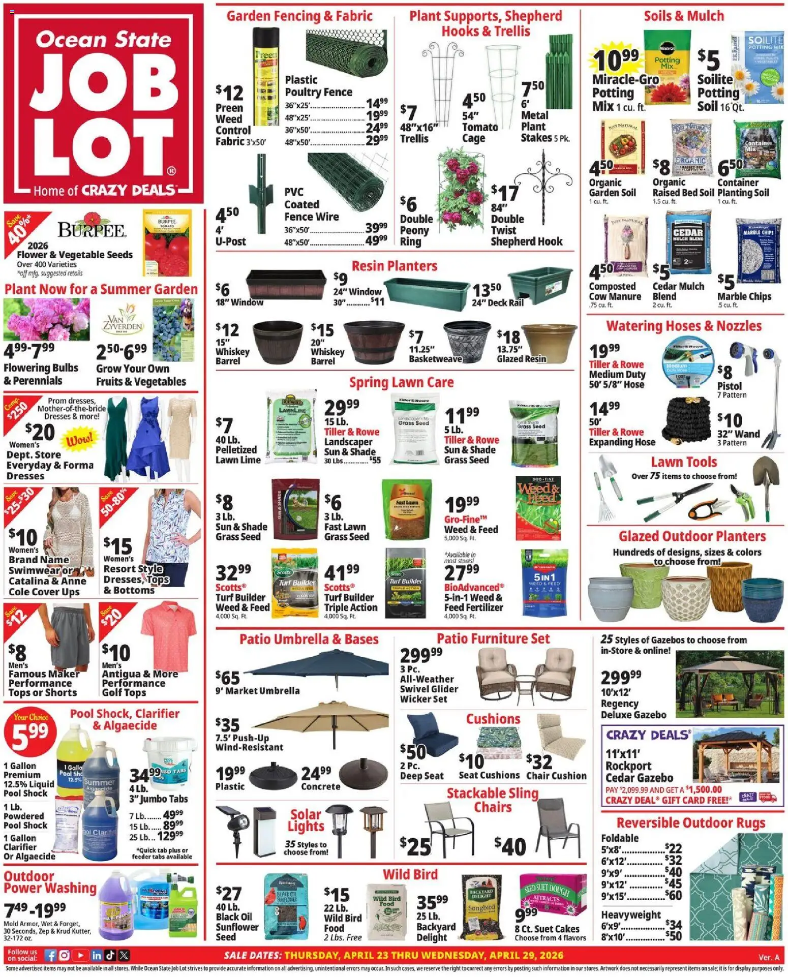 Ocean State Job Lot Weekly Ad - page 1- valid from 04/23/2026