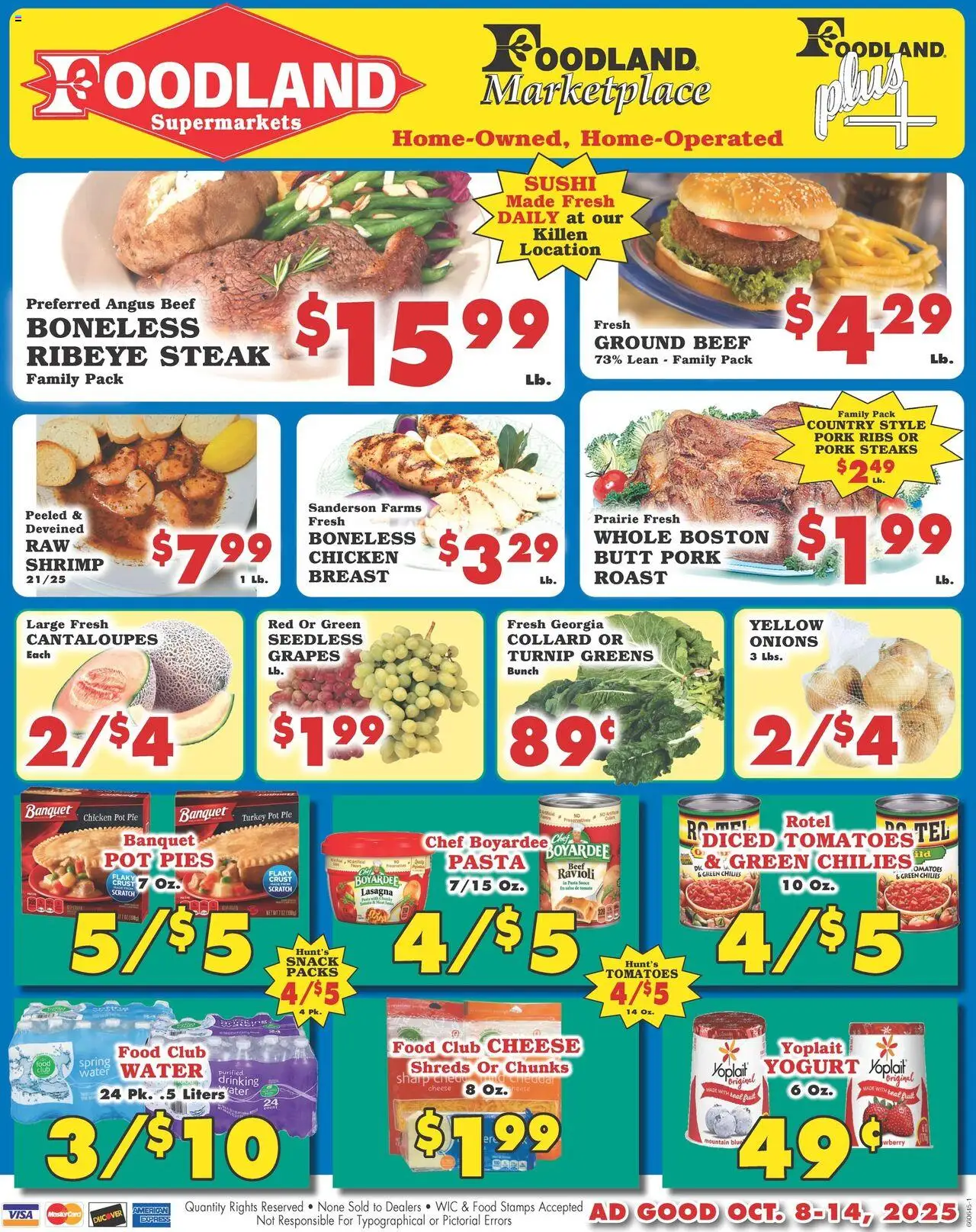 Foodland Weekly Ad - page 1- valid from 10/08/2025