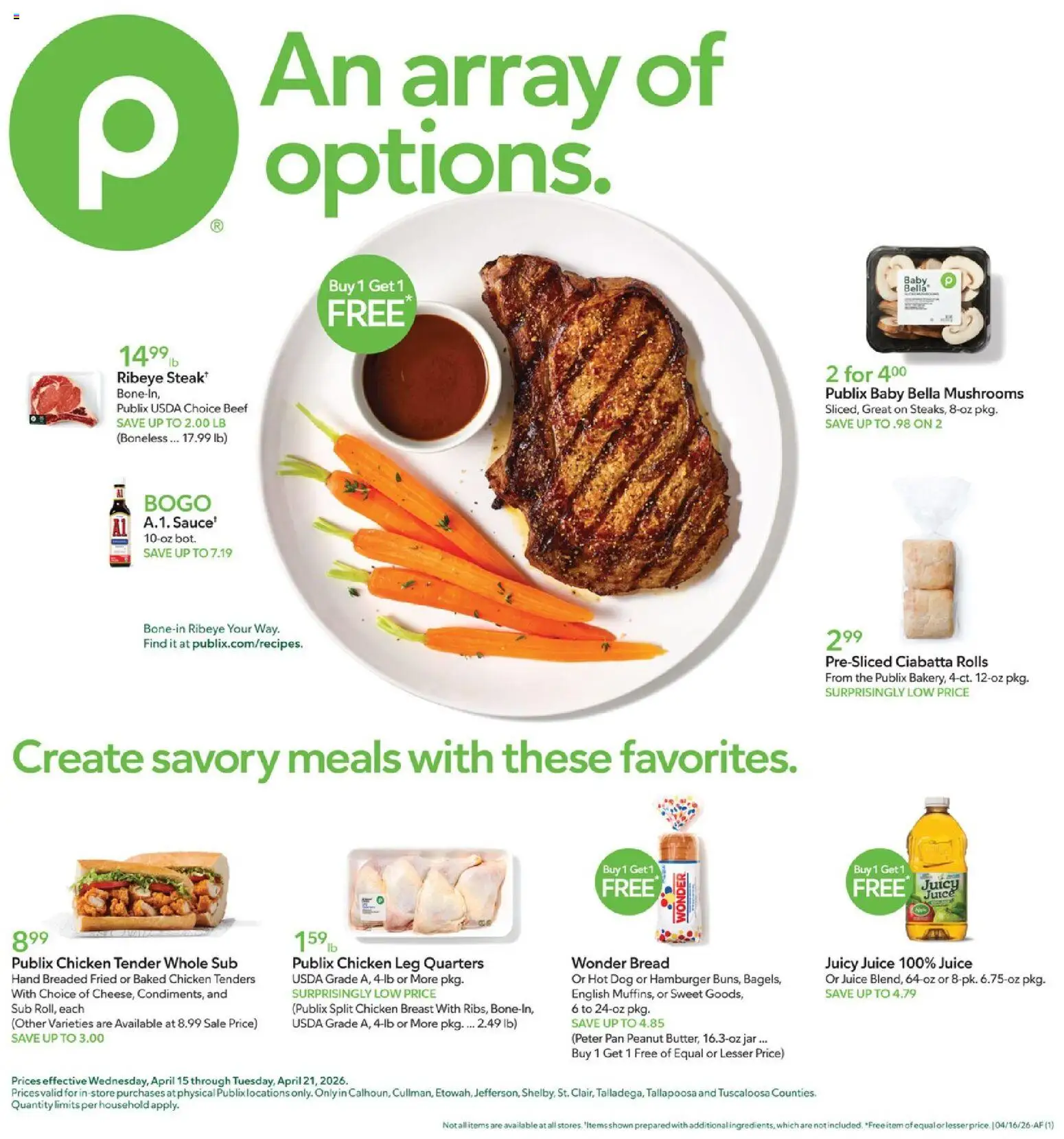 Publix Weekly Ad - page 1- valid from 04/15/2026