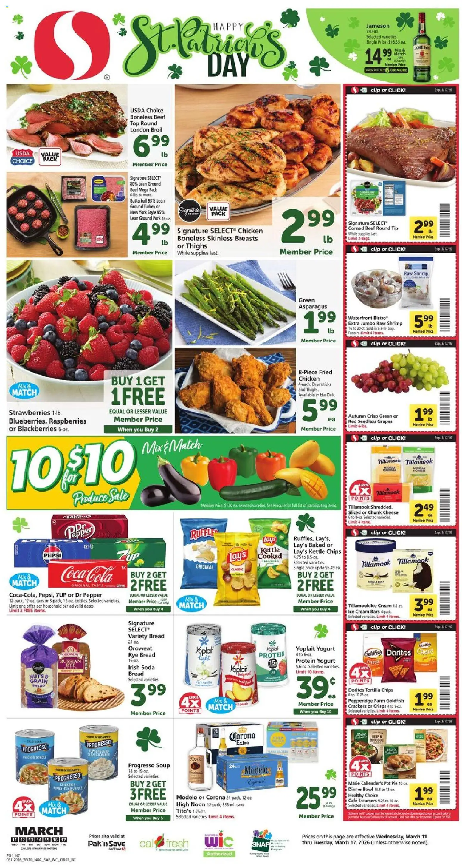Safeway Weekly Ad - page 1- valid from 03/11/2026