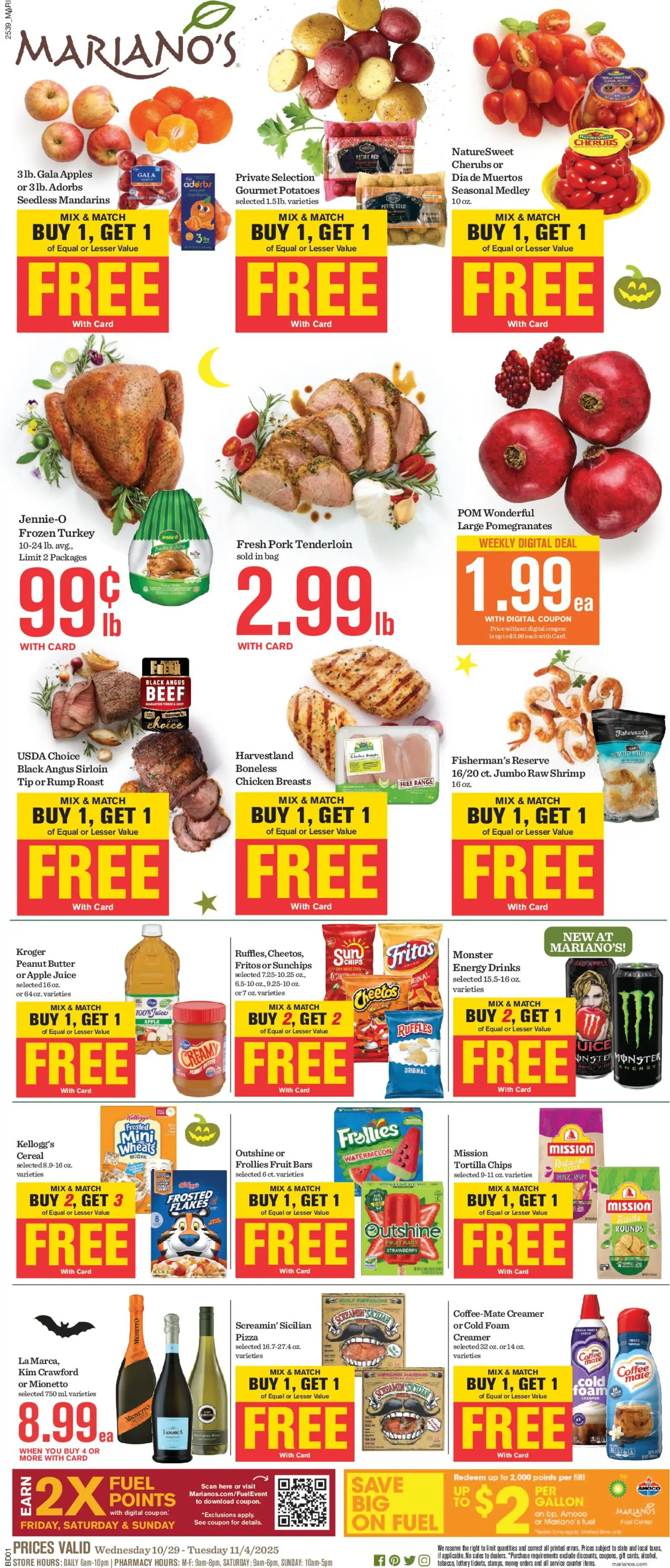 Mariano's Weekly Ad - page 1- valid from 10/29/2025