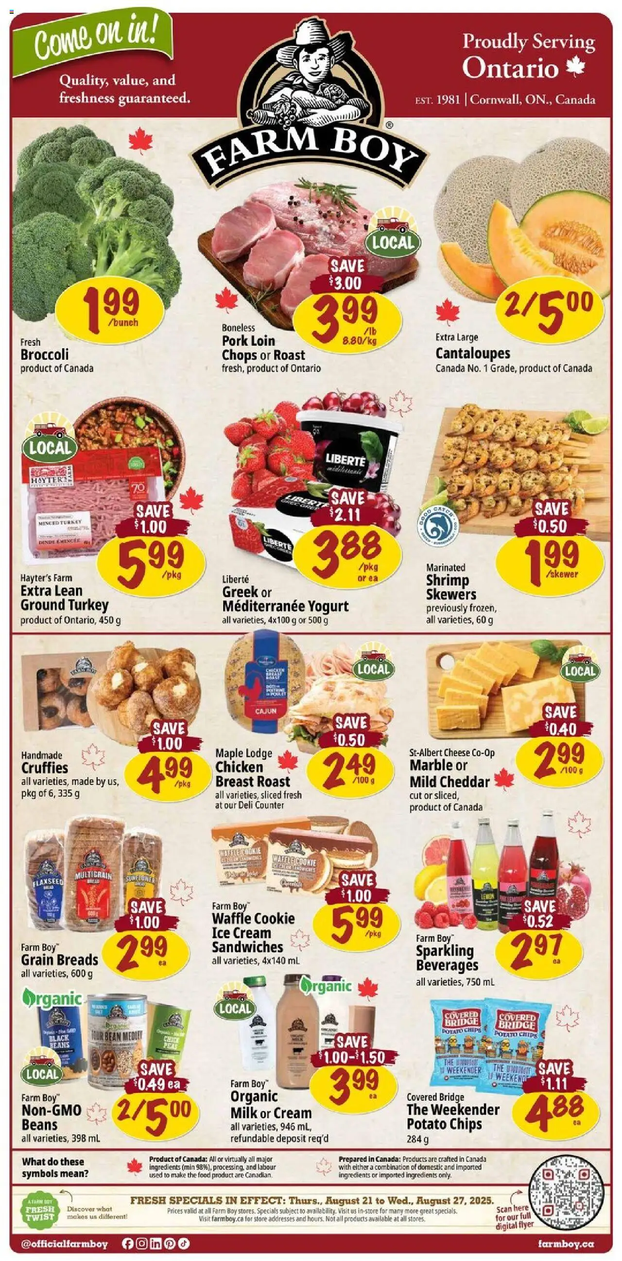 Farm Boy weekly flyer / circulaire - page 1- valid from Aug 21, 2025