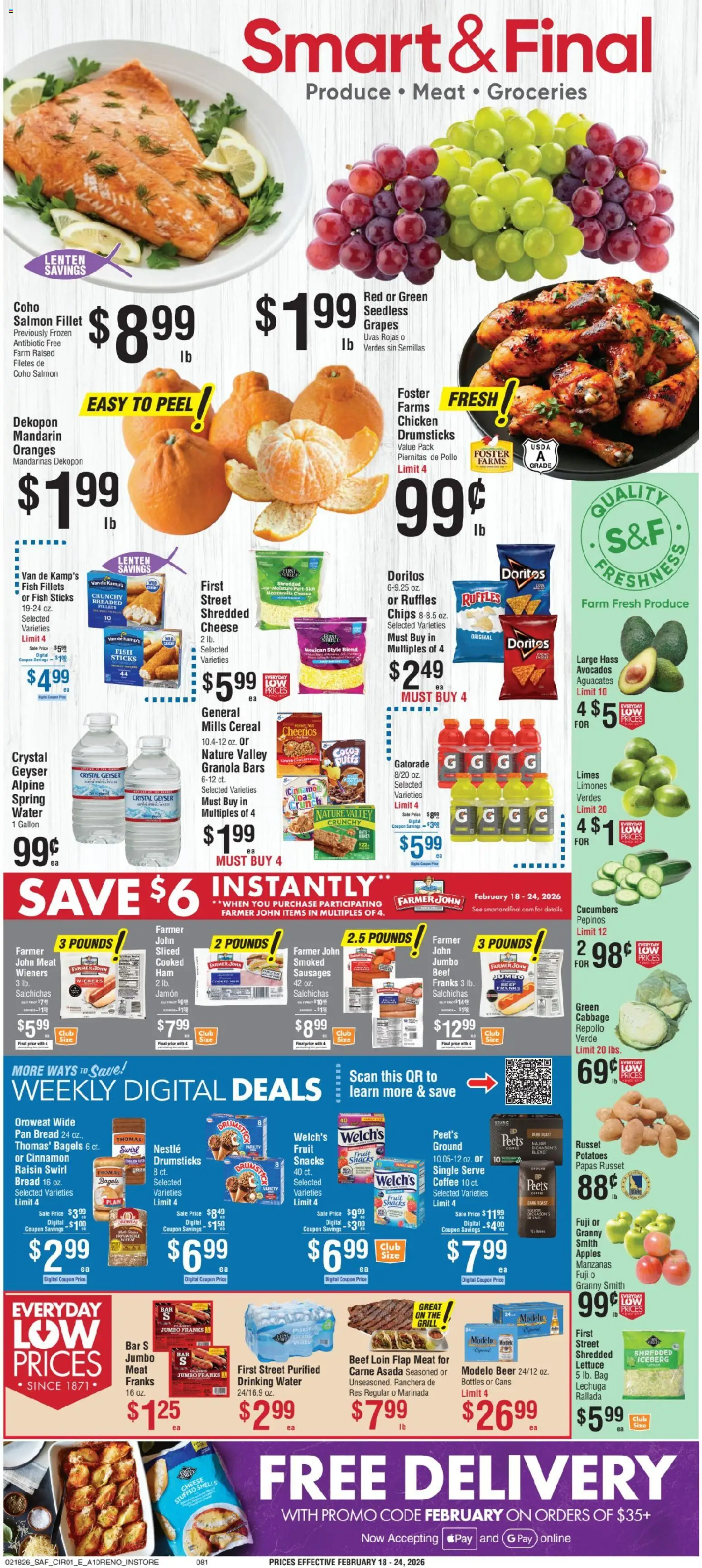 Smart & Final Weekly Ad - page 1- valid from 02/18/2026