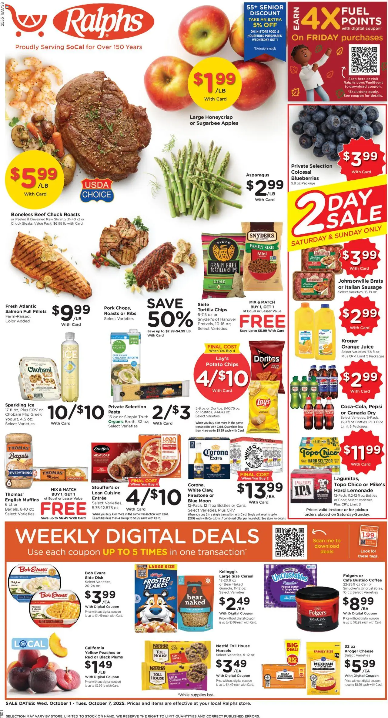 Ralphs Weekly Ad - page 1- valid from 10/01/2025
